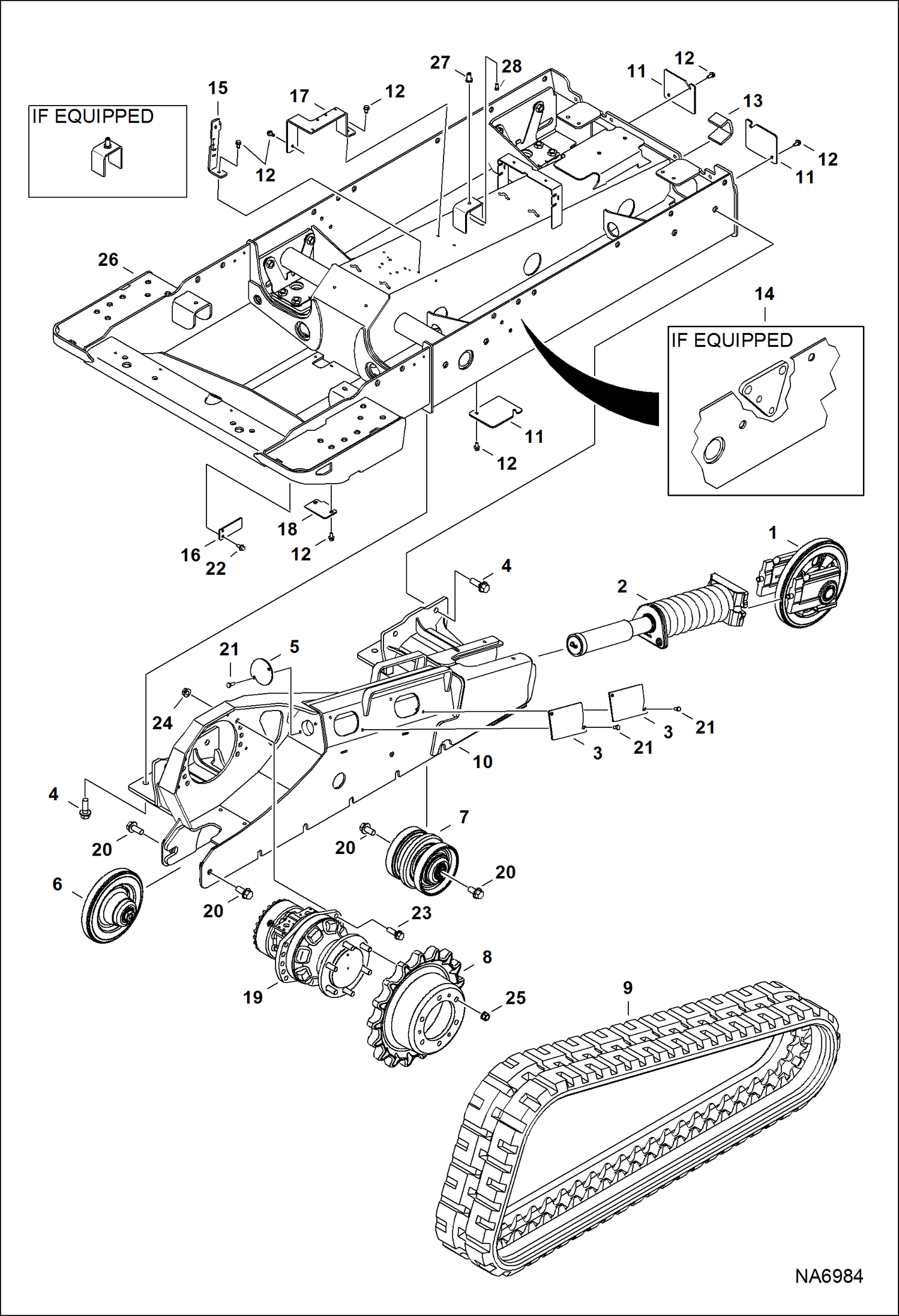 Схема запчастей Bobcat T-Series - DRIVE TRAIN (Solid Mount) (Rubber Track) (S/N ANKA13525 & Above) DRIVE TRAIN