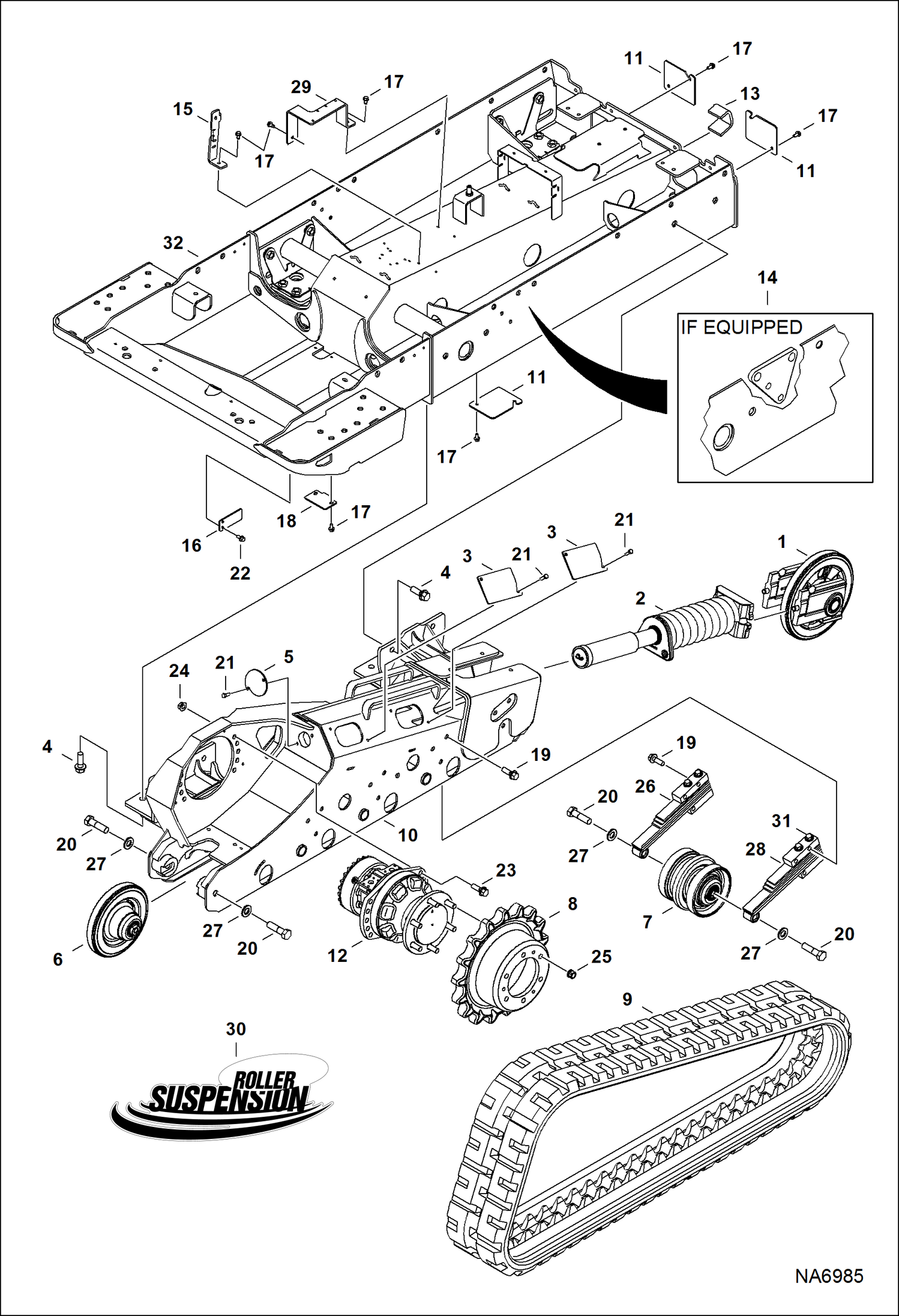 Схема запчастей Bobcat T-Series - DRIVE TRAIN (Suspension) (S/N ANKA13525 & Above) DRIVE TRAIN