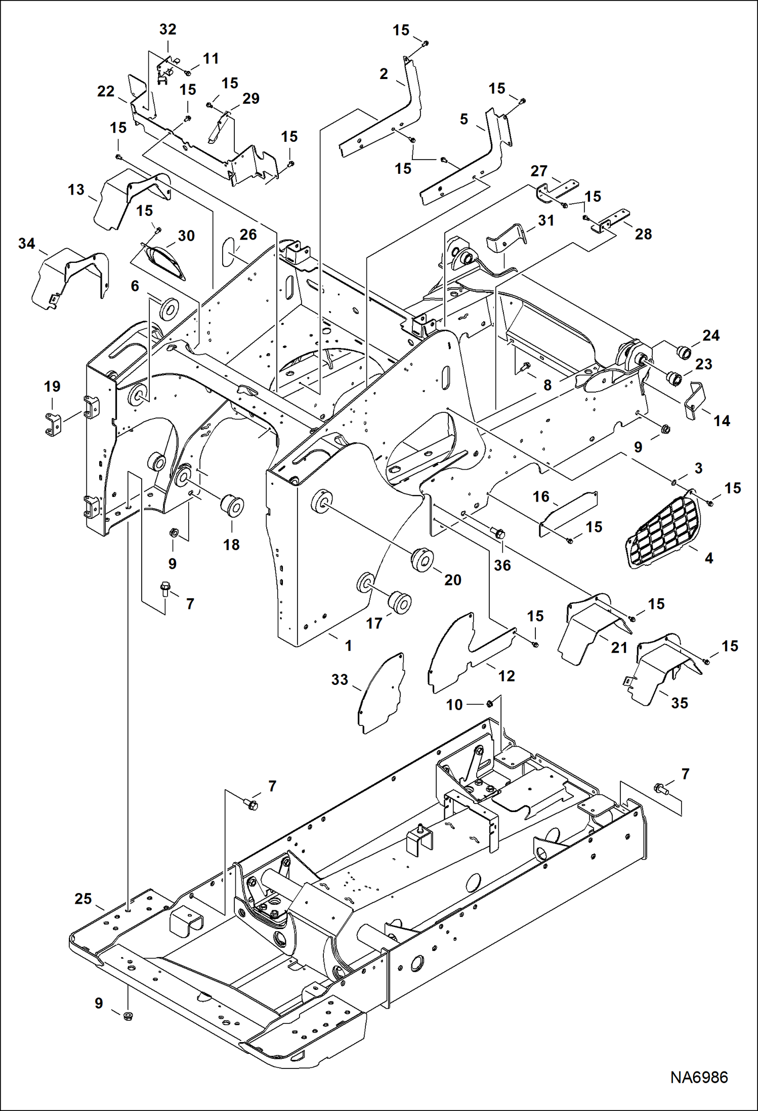 Схема запчастей Bobcat T-Series - MAIN FRAME (S/N ANKA13525 & Above) MAIN FRAME