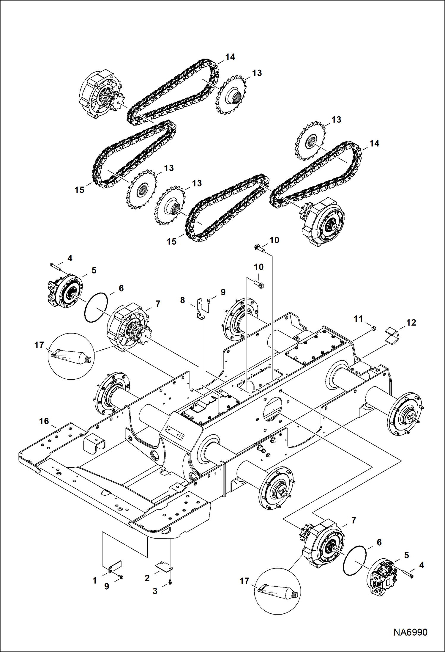 Схема запчастей Bobcat S-Series - DRIVE TRAIN (S/N ATDZ12118 - 12136 & 12139 - 12172 & 12174 & Above) DRIVE TRAIN