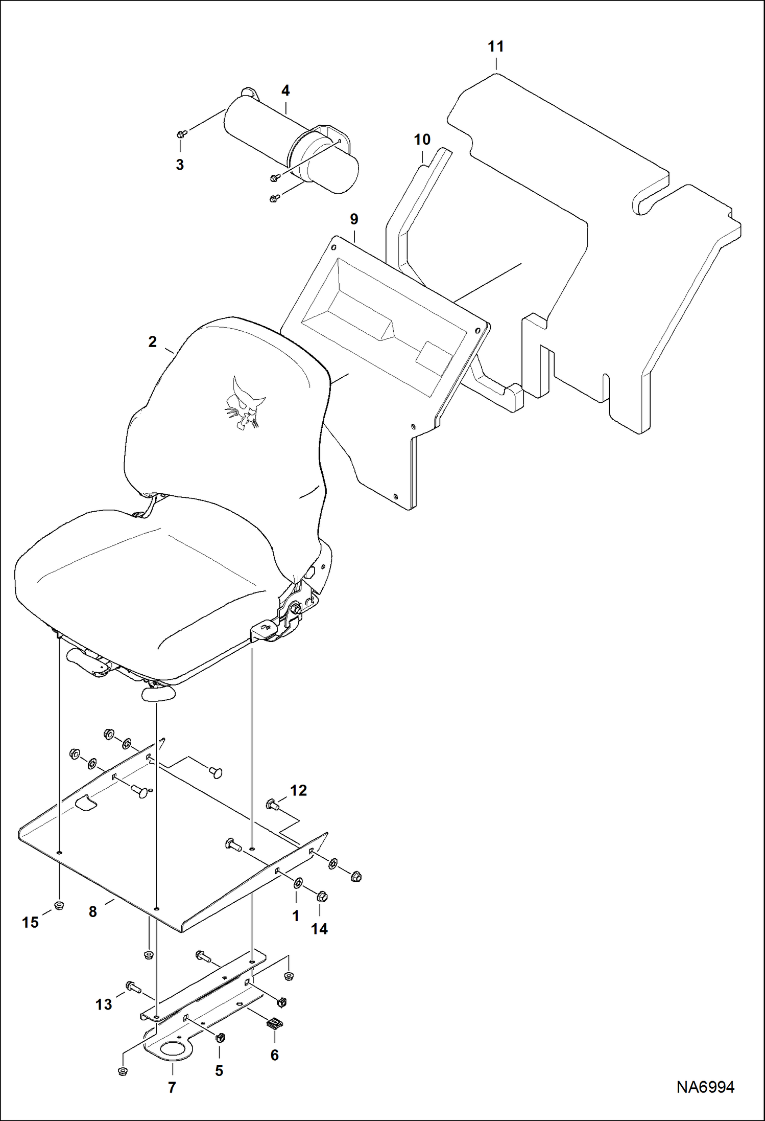 Схема запчастей Bobcat 324 - SEAT (Vinyl Suspension) (AKY522001 & Above) ACCESSORIES & OPTIONS