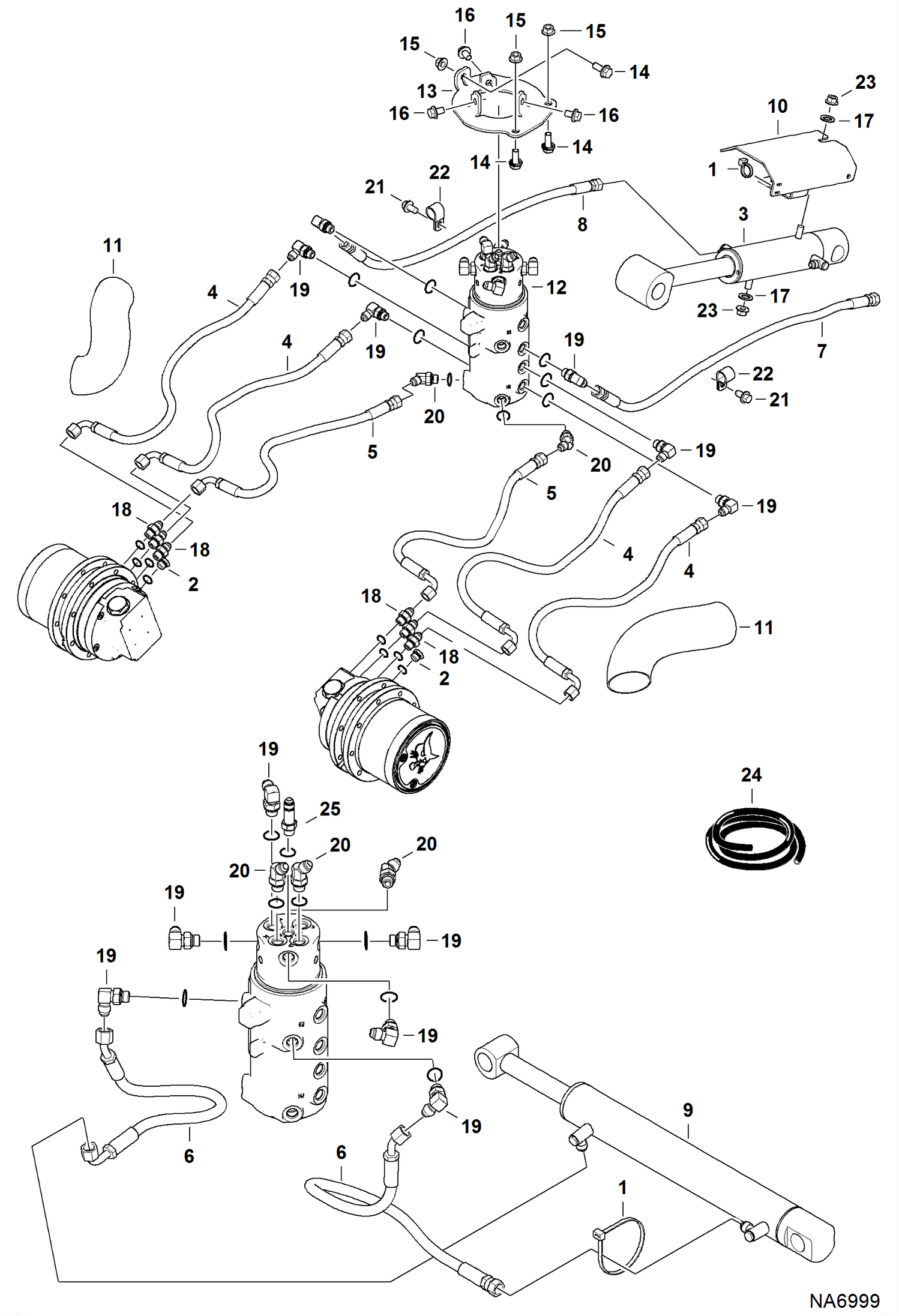 Схема запчастей Bobcat 418 - HYDRAULIC CIRCUITRY (Lower) (S/N AB4711001 - 11897) HYDRAULIC SYSTEM