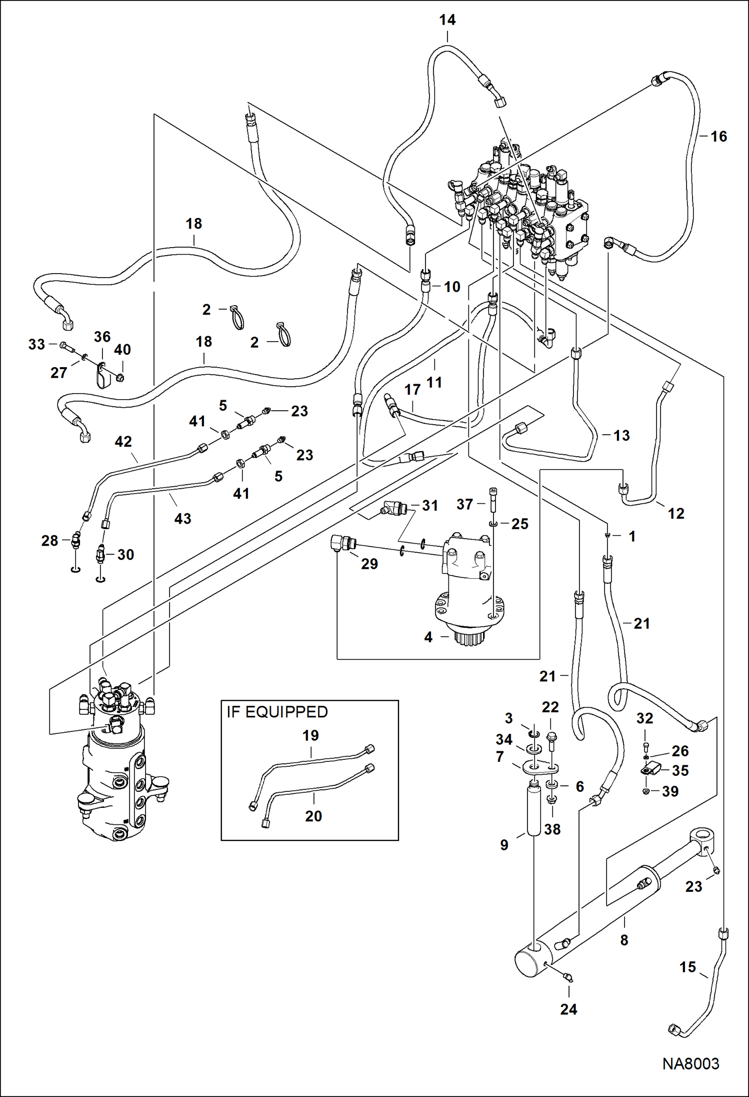 Схема запчастей Bobcat 418 - HYDRAULIC CIRCUITRY (Upper) (S/N AB4711898 & Above) HYDRAULIC SYSTEM