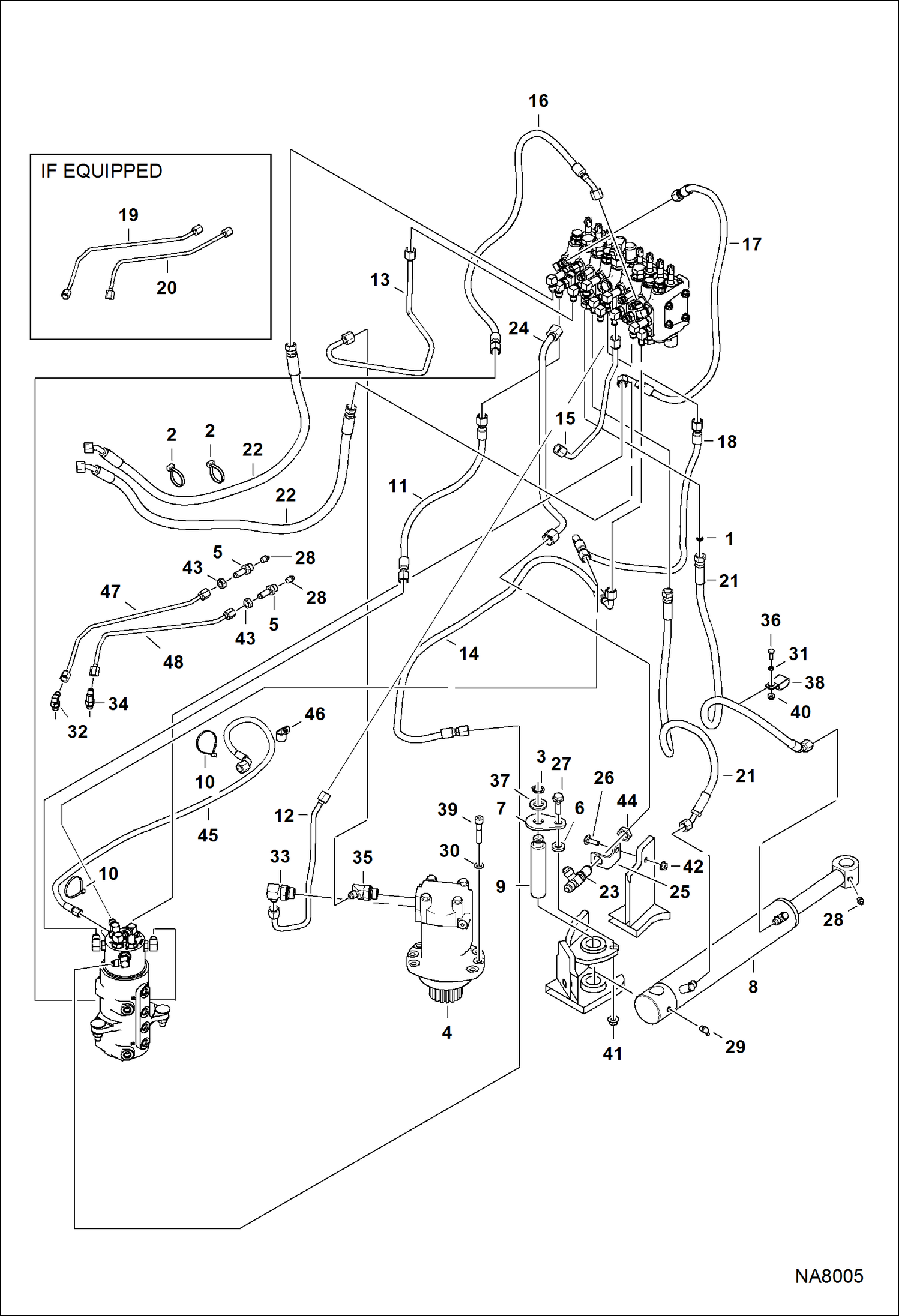 Схема запчастей Bobcat E08 - HYDRAULIC CIRCUITRY (Upper) (S/N A4BP11468 & Above) HYDRAULIC SYSTEM