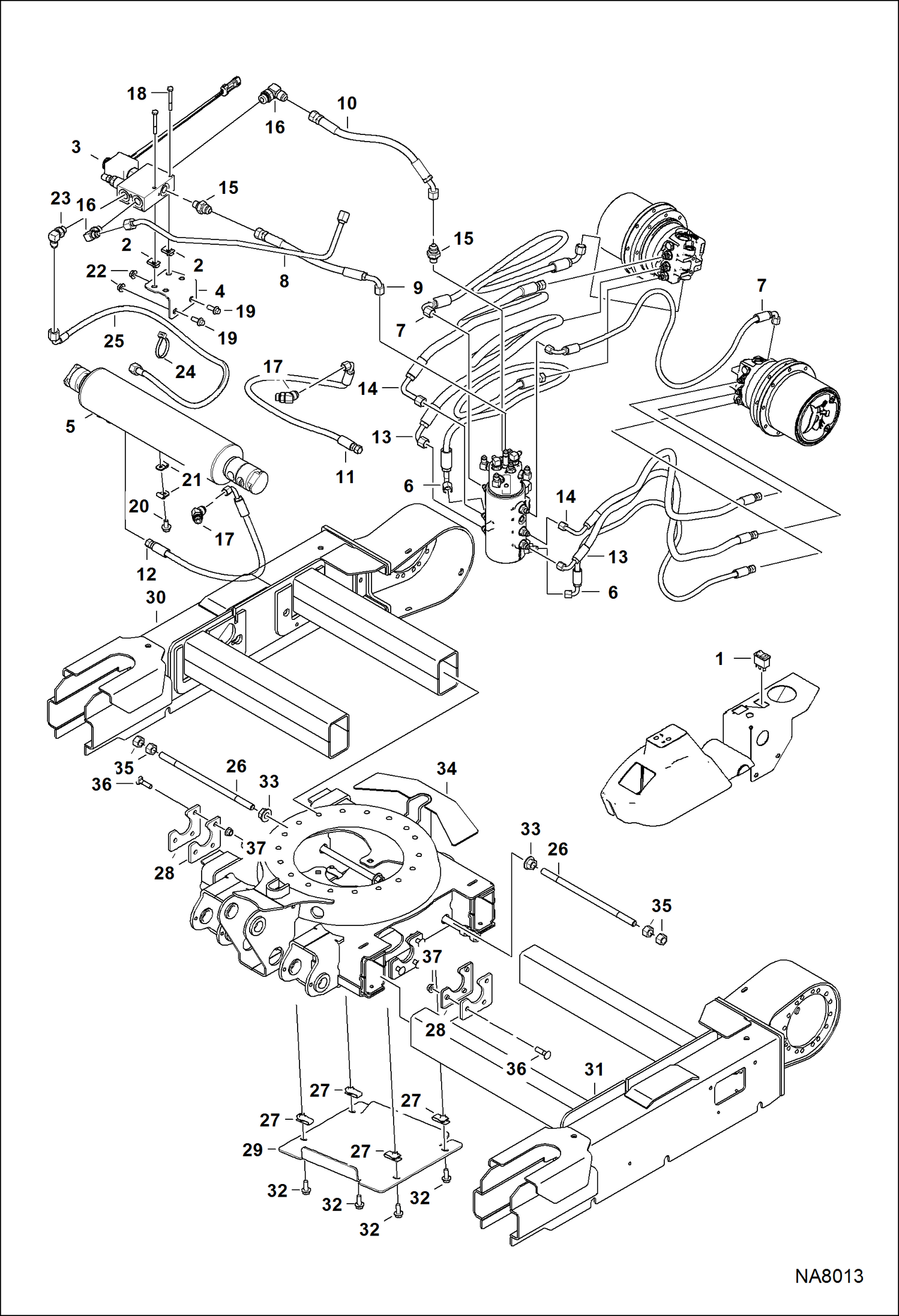 Схема запчастей Bobcat 324 - UNDERCARRIAGE (Expandable) (AKY511001 & Above) ACCESSORIES & OPTIONS