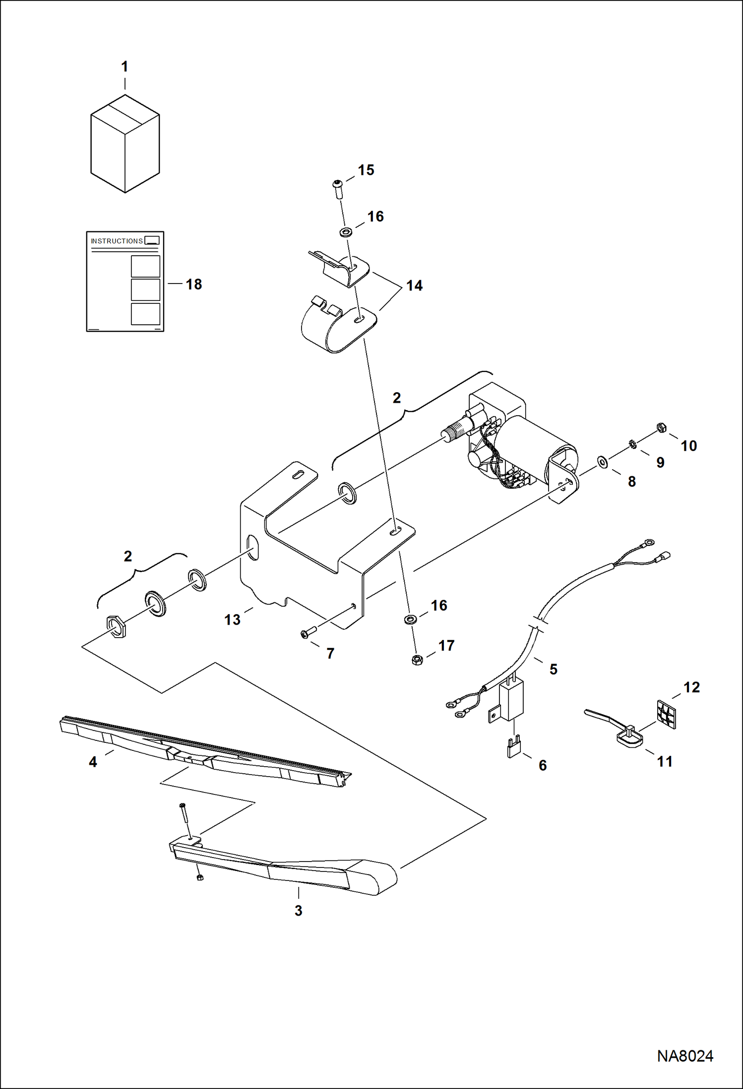 Схема запчастей Bobcat 3200 - WIPER KIT (Fixed) (Poly Cab) ACCESSORIES & OPTIONS