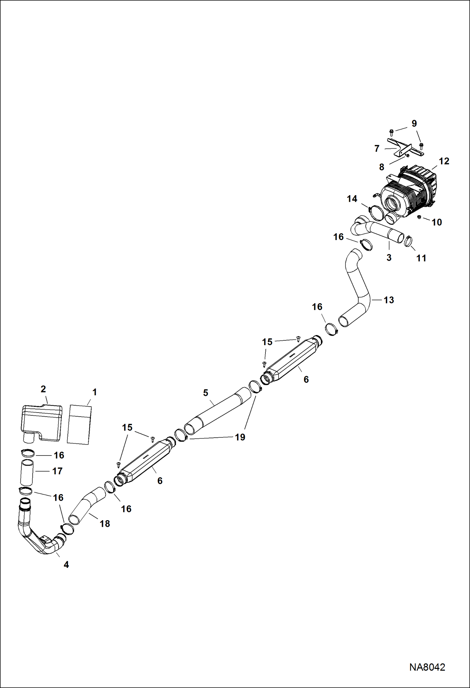 Схема запчастей Bobcat 3400XL - ENGINE, AIR INTAKE POWER UNIT