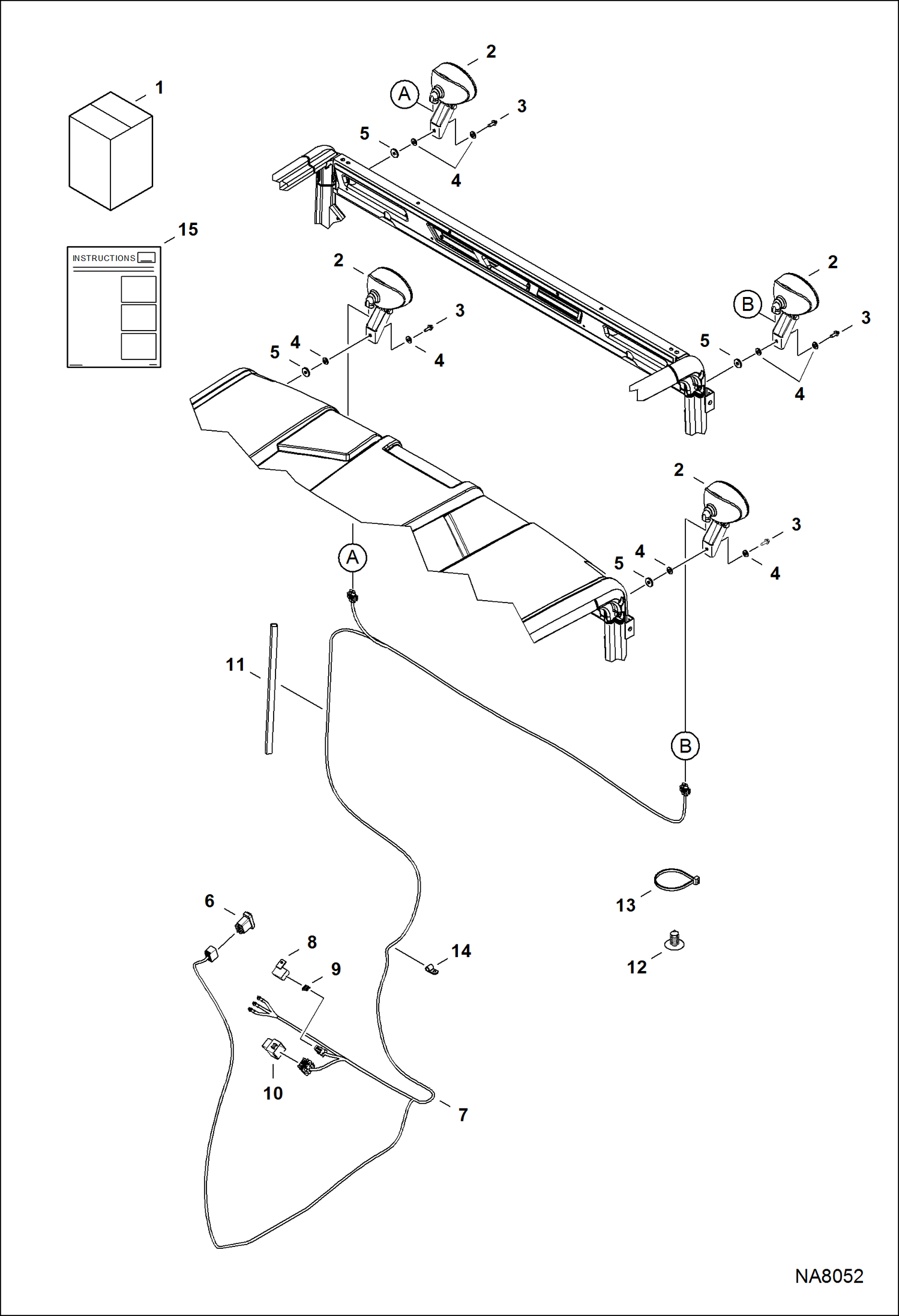 Схема запчастей Bobcat 3600 - LIGHT KIT (Rear Work) ACCESSORIES & OPTIONS