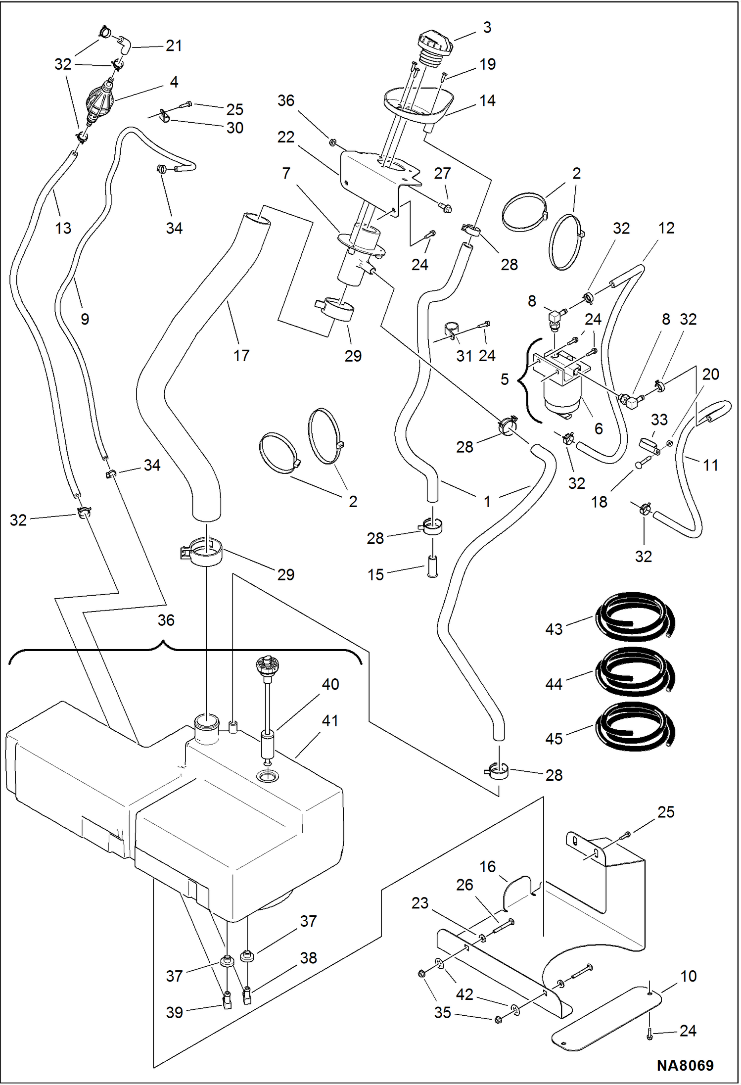 Схема запчастей Bobcat 319 - FUEL SYSTEM POWER UNIT