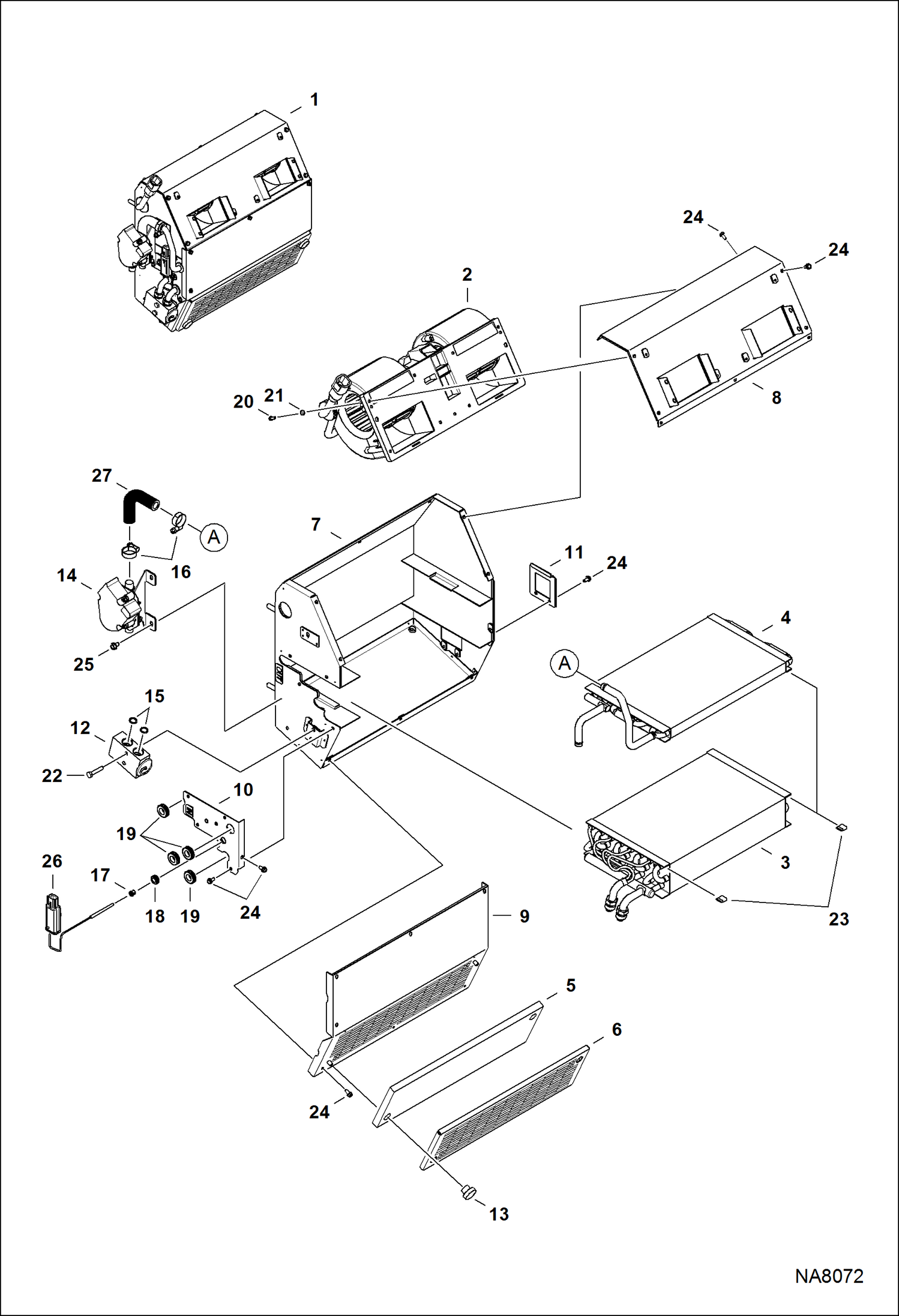 Схема запчастей Bobcat 3600 - HVAC ASSY MAIN FRAME