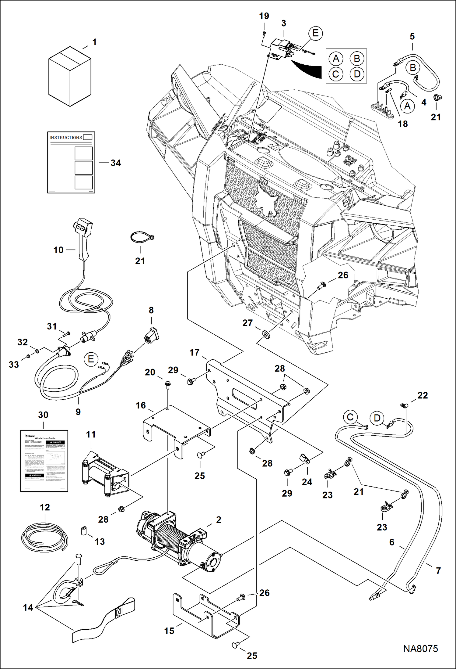 Схема запчастей Bobcat 3600 - WINCH KIT (Integrated) ACCESSORIES & OPTIONS