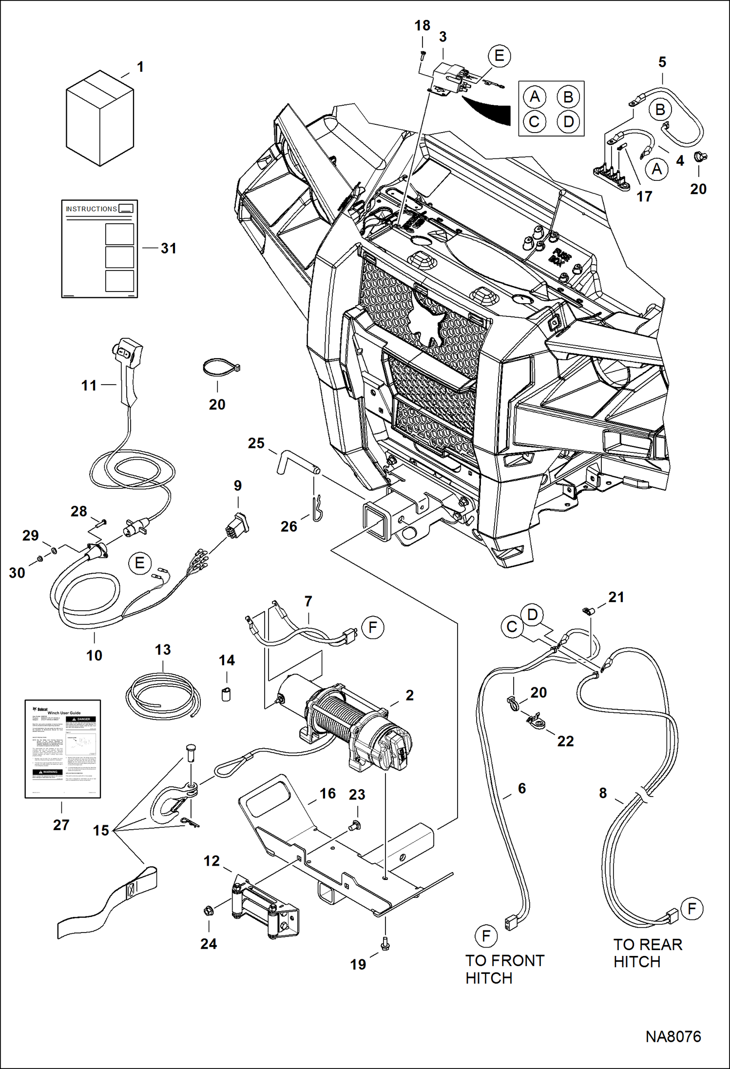 Схема запчастей Bobcat 3600 - WINCH KIT (Multi-mount) ACCESSORIES & OPTIONS