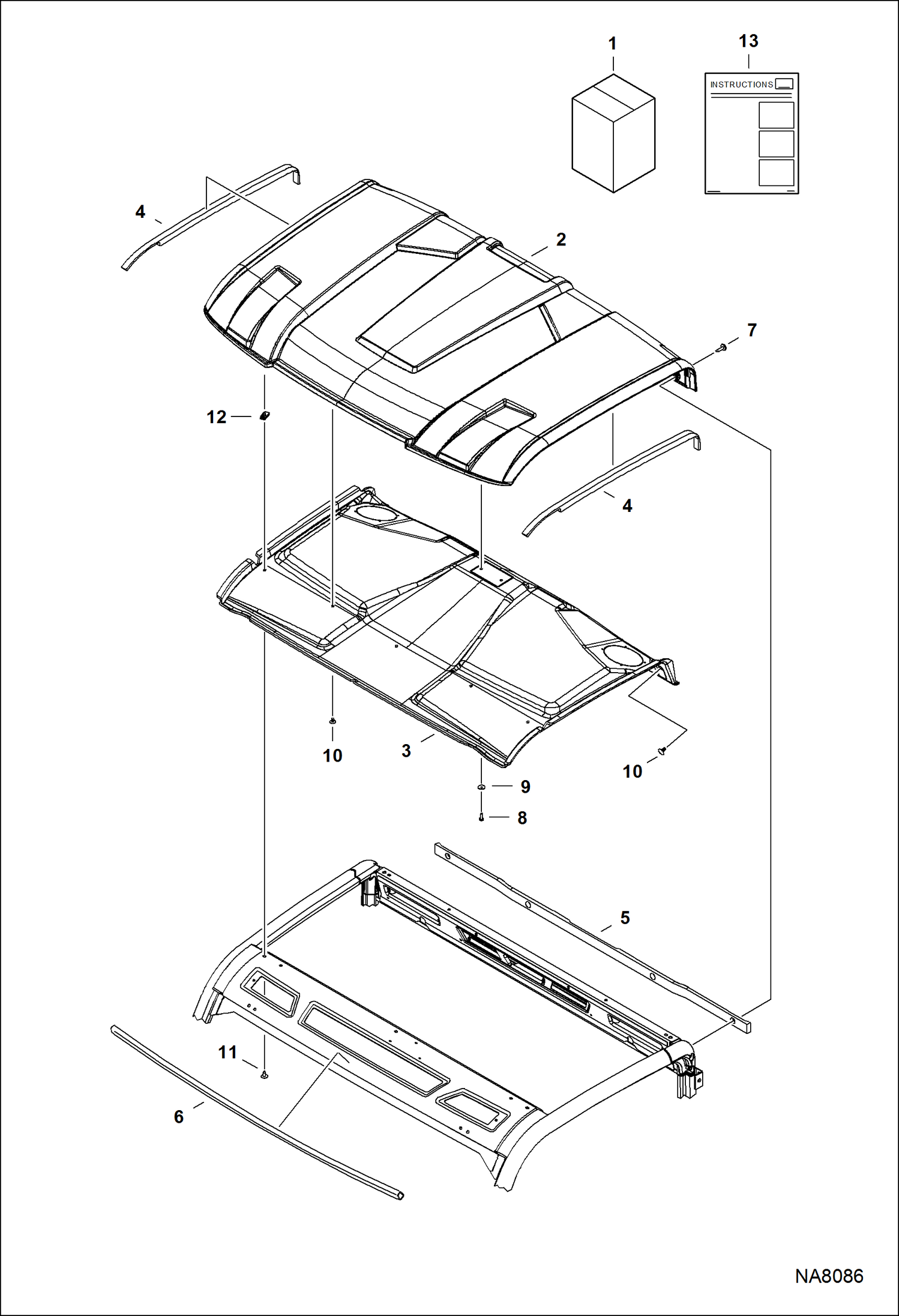 Схема запчастей Bobcat 3600 - CAB ROOF KIT (Premium) ACCESSORIES & OPTIONS