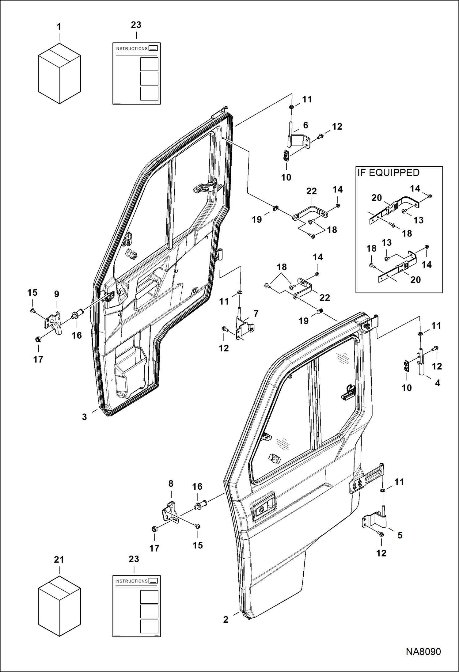 Схема запчастей Bobcat 3600 - CAB DOOR KIT (Premium & Deluxe) ACCESSORIES & OPTIONS