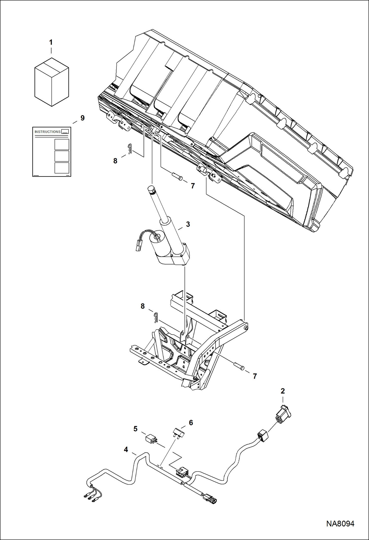 Схема запчастей Bobcat 3600 - CARGO BOX POWER LIFT KIT ACCESSORIES & OPTIONS