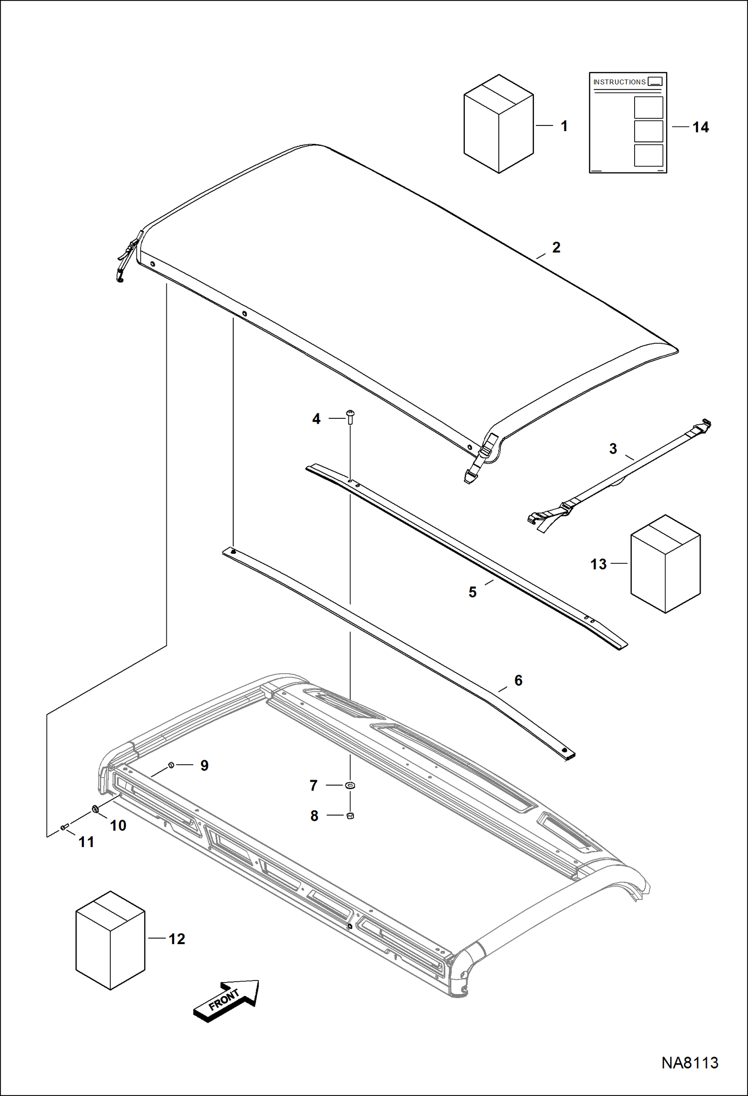 Схема запчастей Bobcat 3600 - CAB ROOF KIT (Canvas) ACCESSORIES & OPTIONS