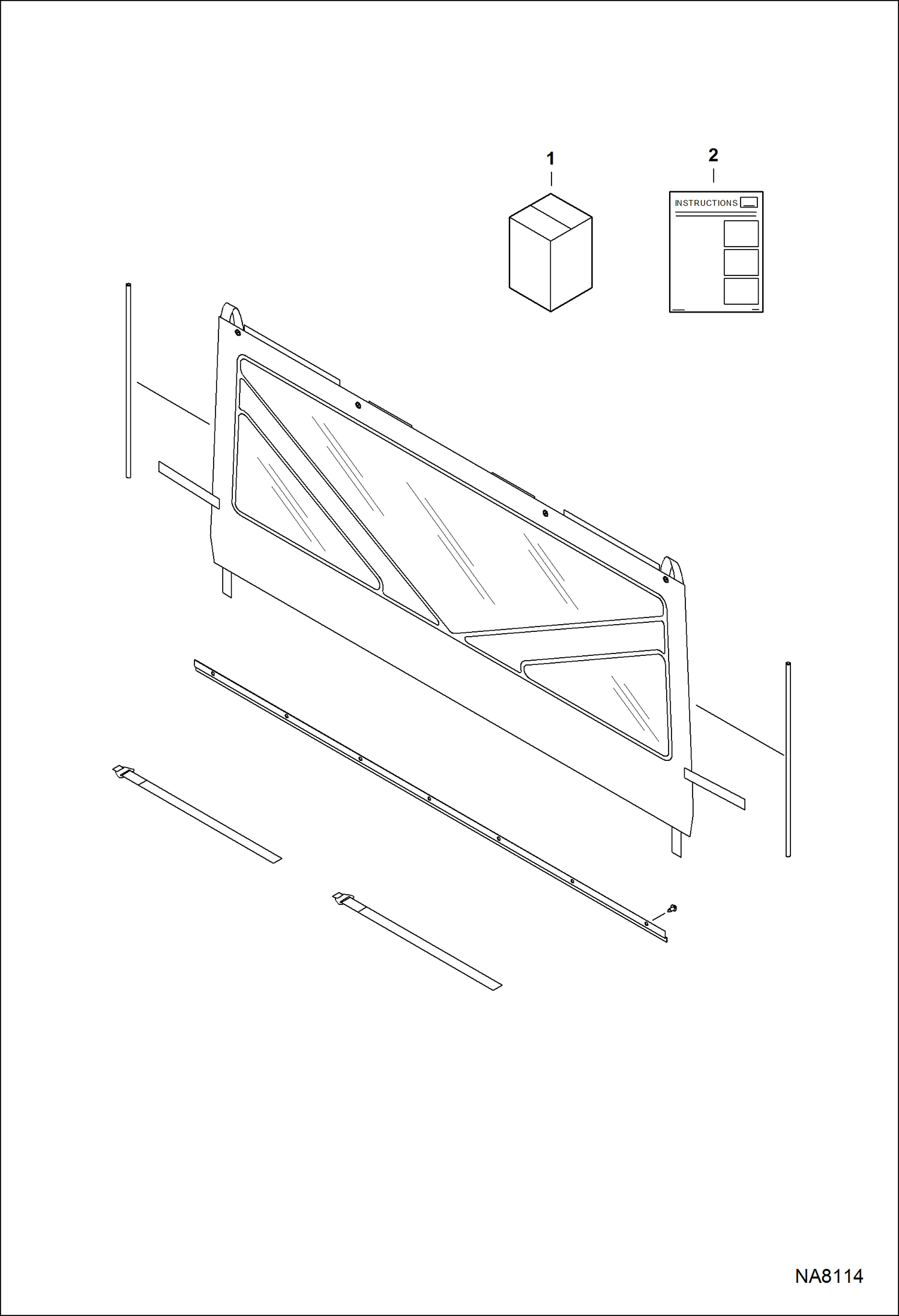 Схема запчастей Bobcat 3600 - CAB REAR PANEL KIT (Canvas) ACCESSORIES & OPTIONS