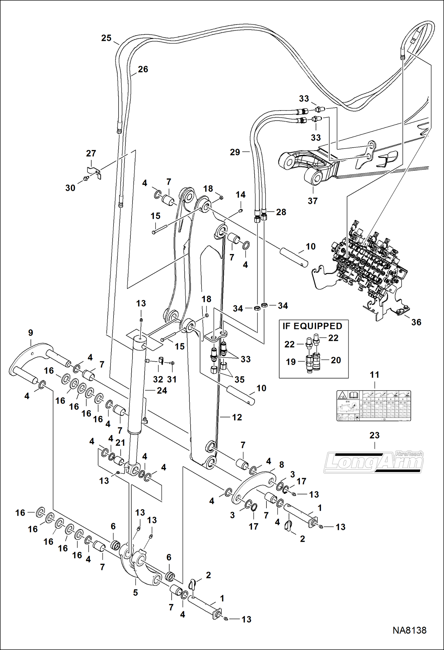 Схема запчастей Bobcat E16 - ARM (Long) (Quick-Coupler Version) ACCESSORIES & OPTIONS