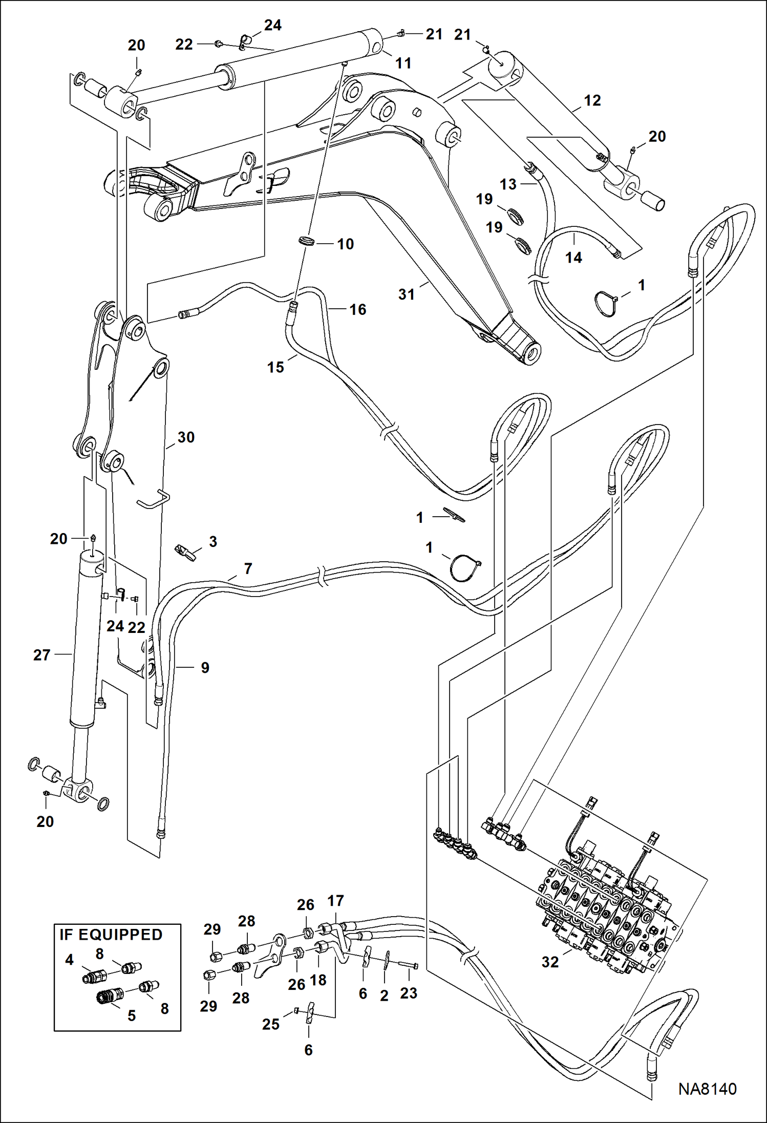 Схема запчастей Bobcat E16 - HYDRAULIC CIRCUITRY (Boom) HYDRAULIC SYSTEM