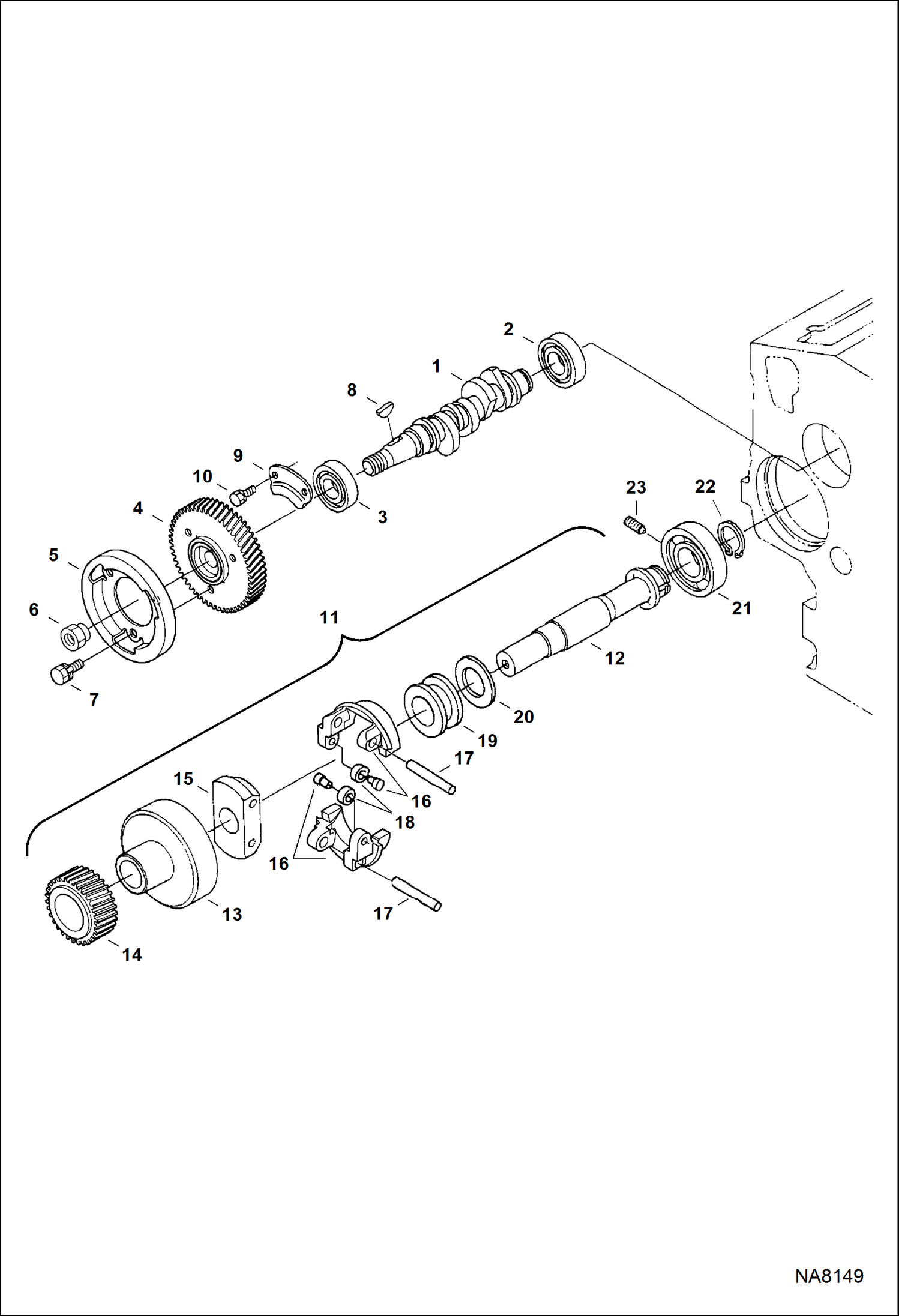 Схема запчастей Bobcat E26 - FUEL CAMSHAFT & GOVERNOR SHAFT POWER UNIT