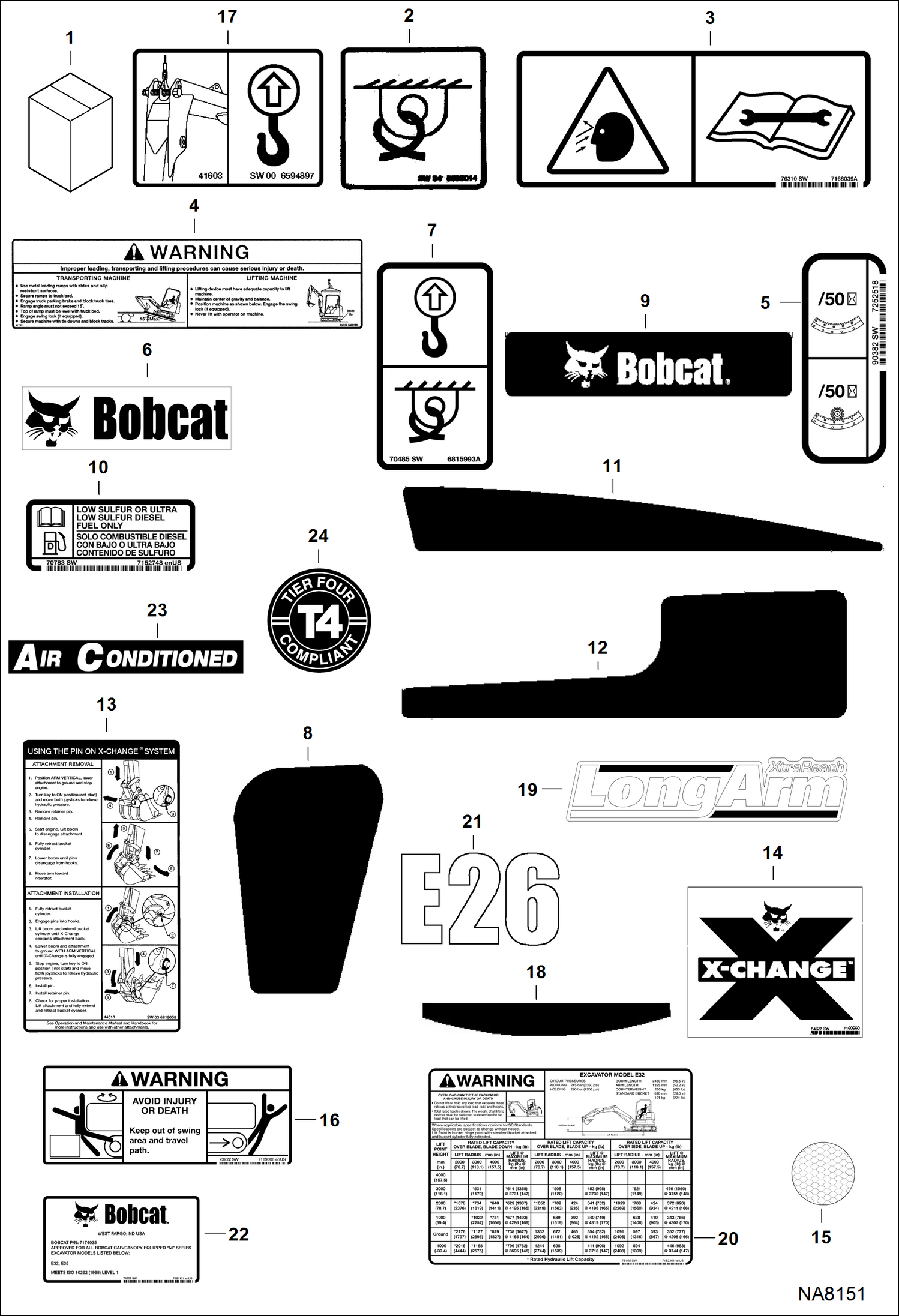 Схема запчастей Bobcat E26 - DECALS (Outside) ACCESSORIES & OPTIONS