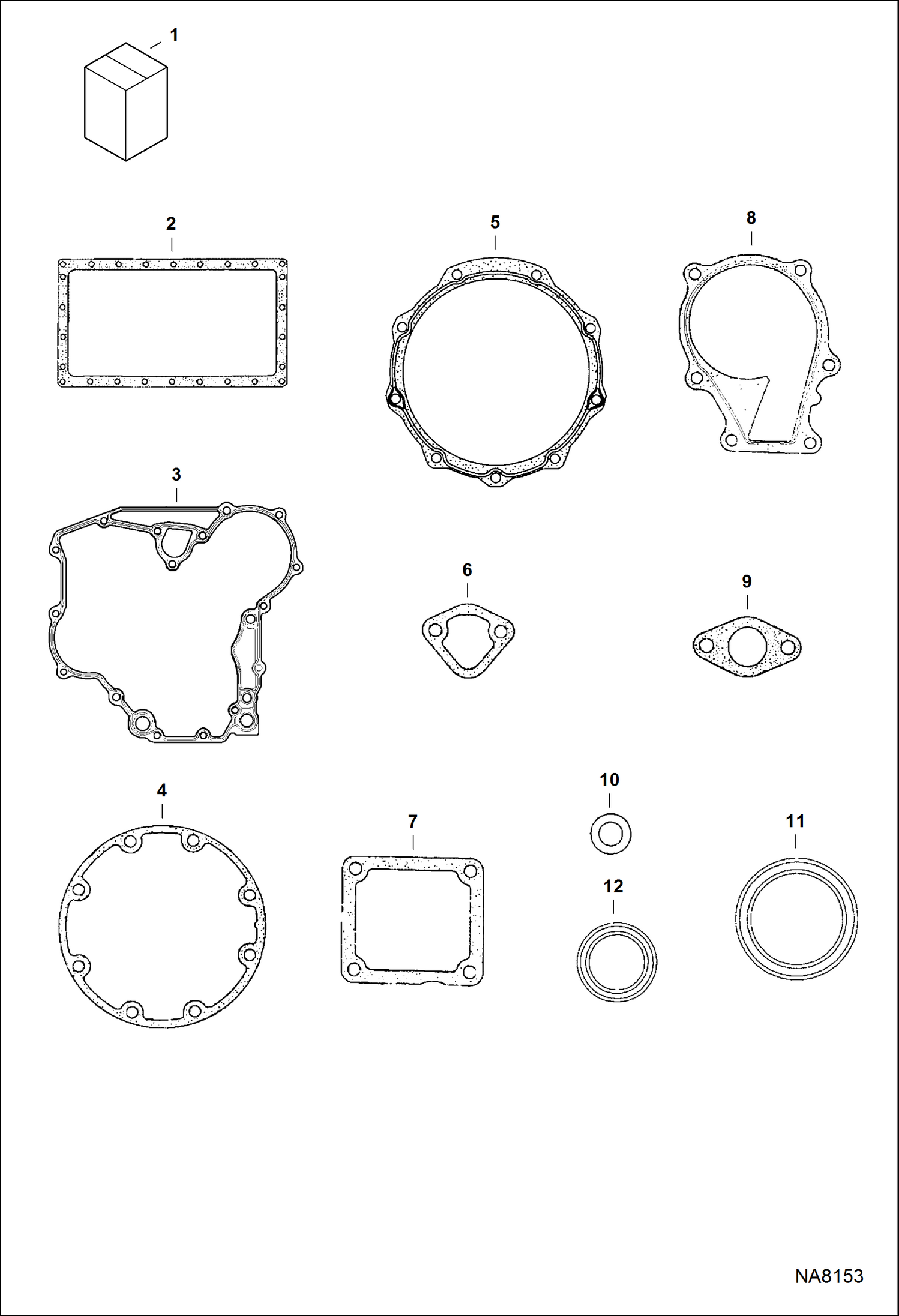 Схема запчастей Bobcat E26 - LOWER GASKET KIT POWER UNIT