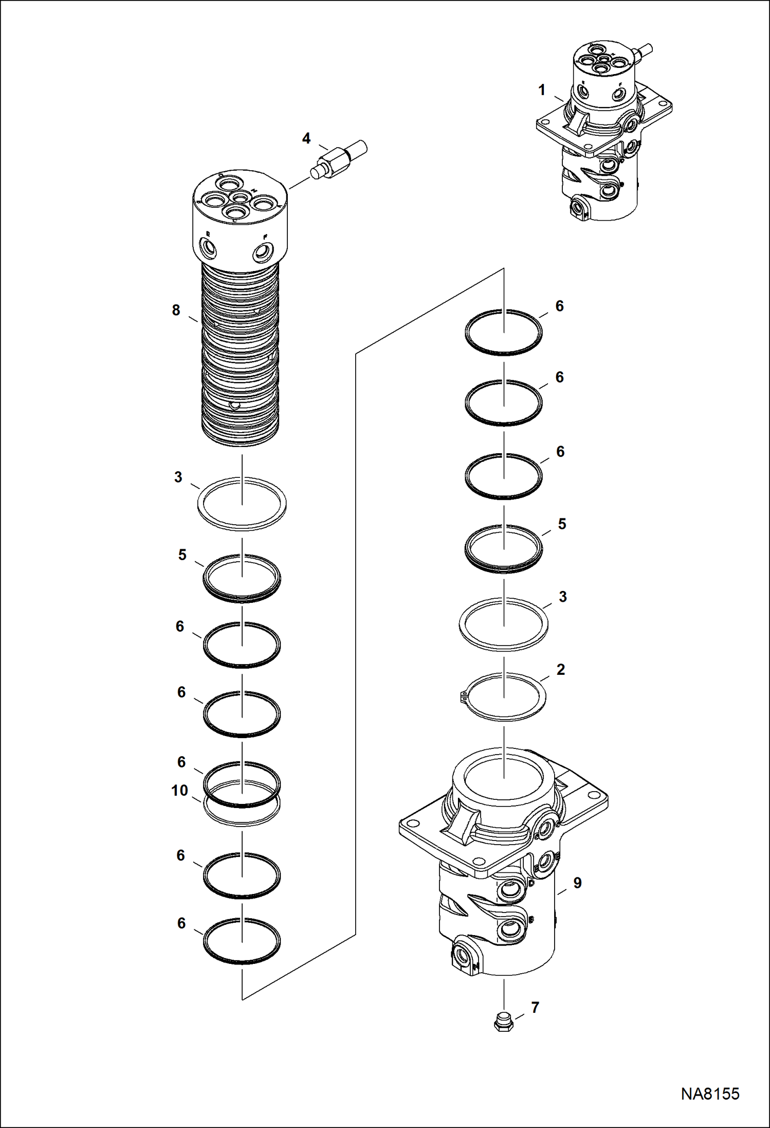 Схема запчастей Bobcat E26 - SWIVEL ASSY HYDRAULIC SYSTEM