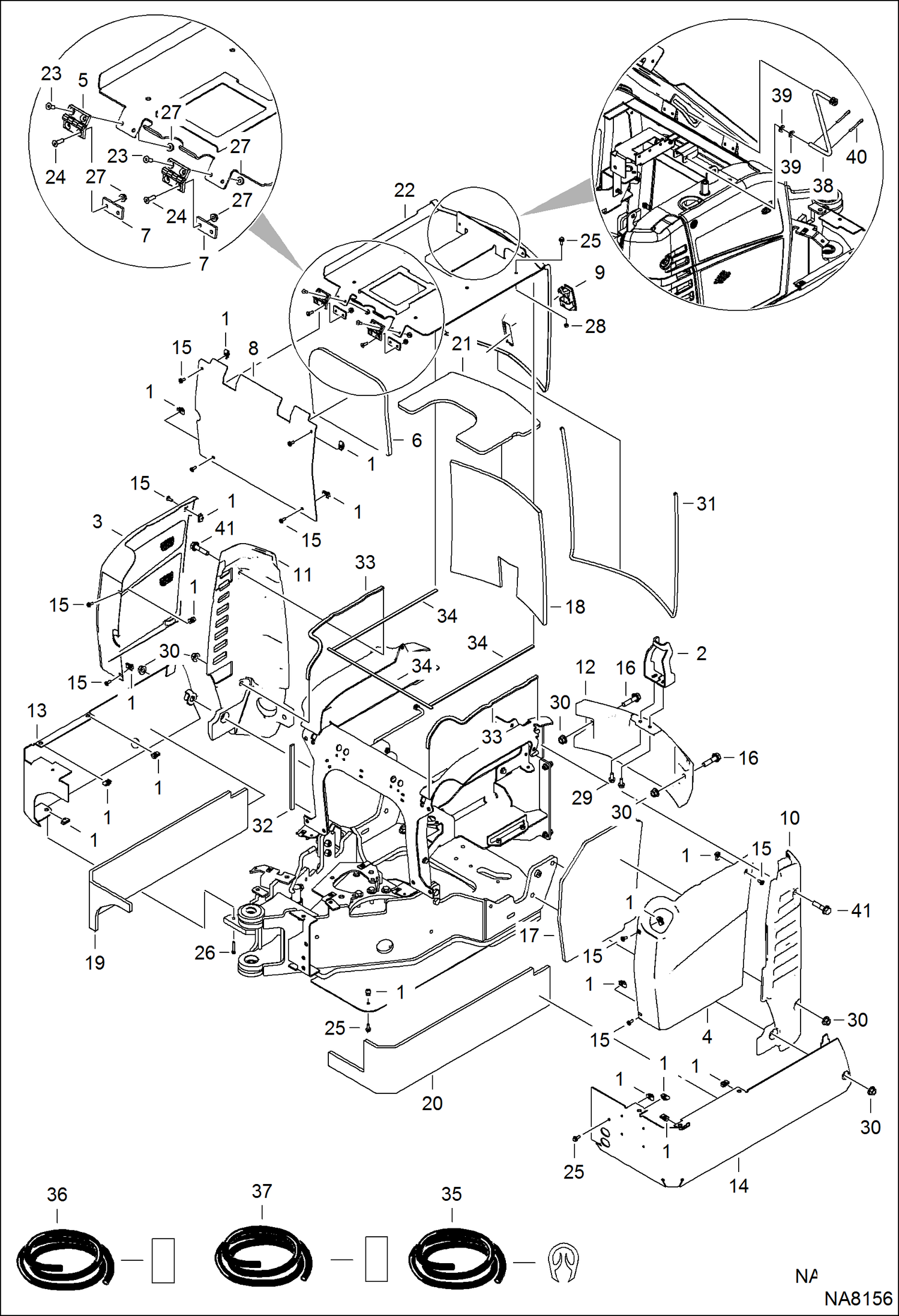 Схема запчастей Bobcat E08 - MAIN FRAME (Covers & Insulation) MAIN FRAME