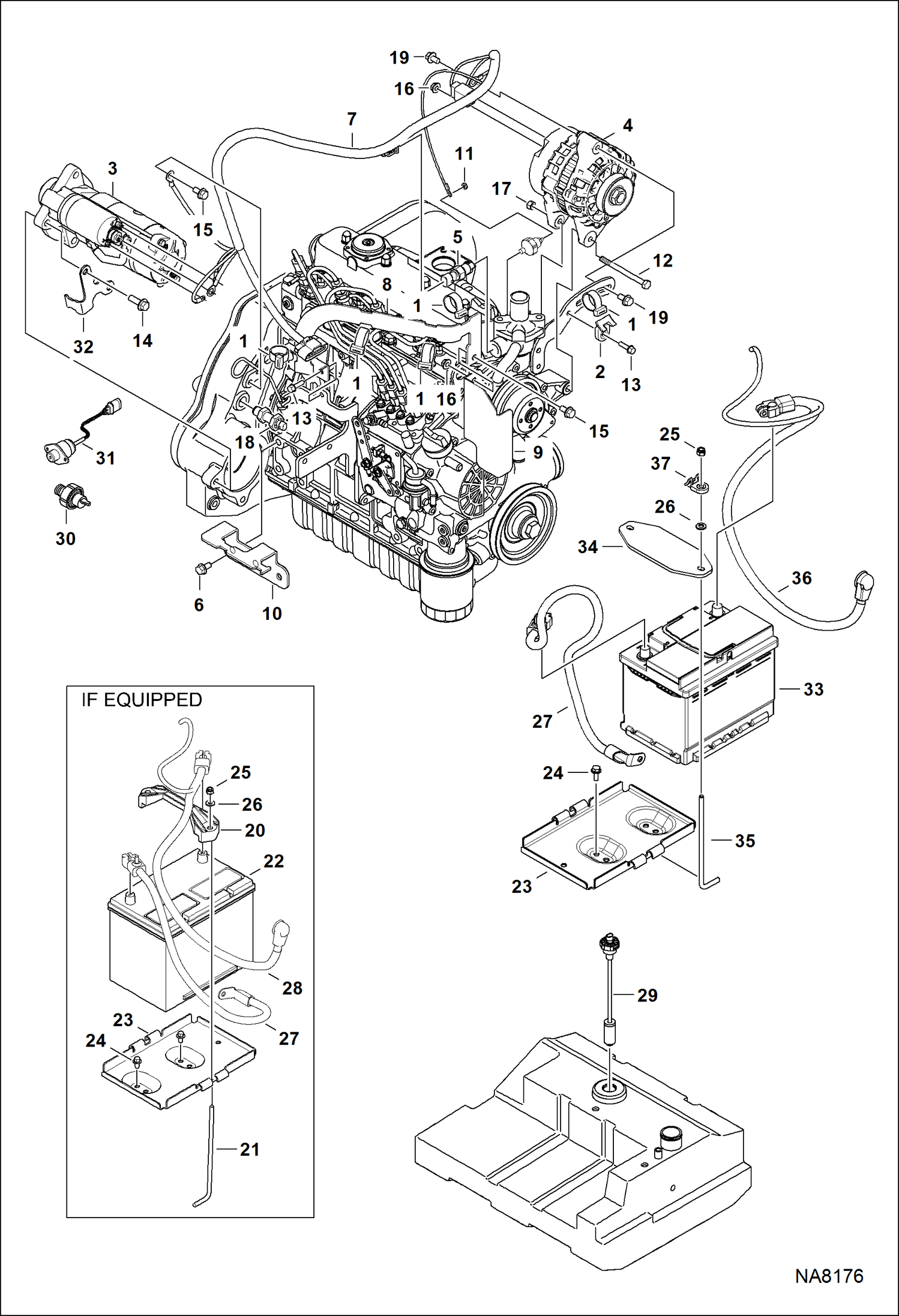 Схема запчастей Bobcat S-Series - ELECTRICAL CIRCUITRY (Engine Sensors, Battery, Alternator & Starter) ELECTRICAL SYSTEM