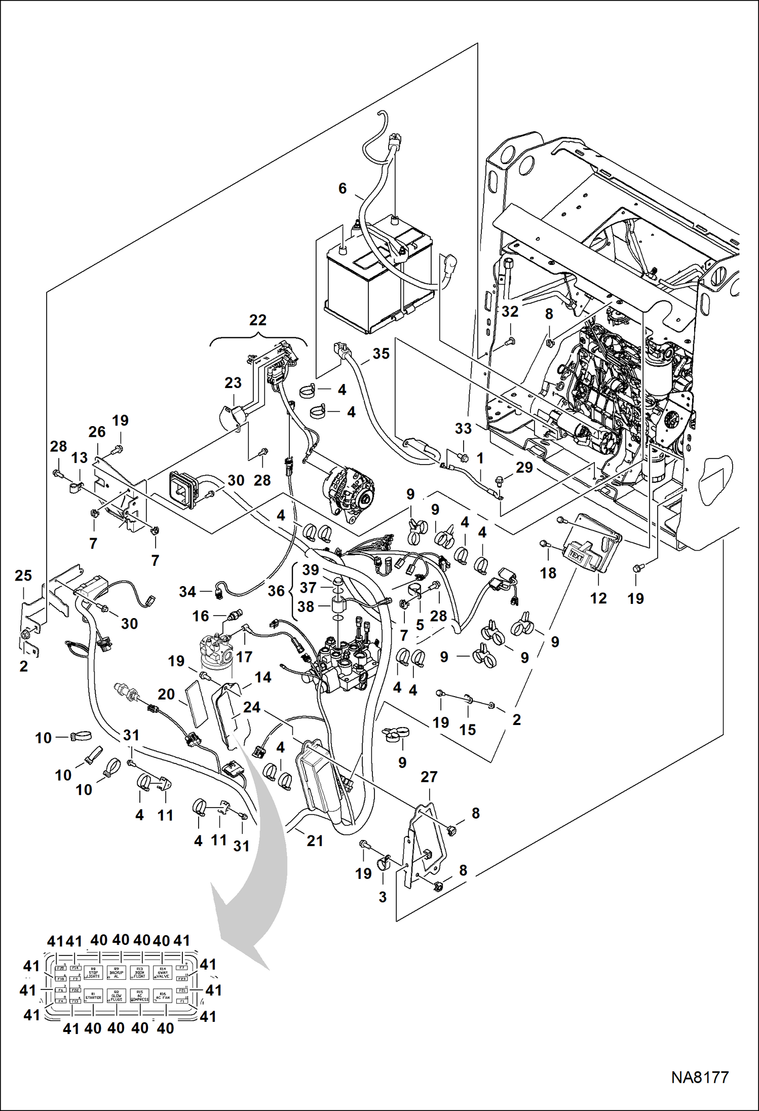 Схема запчастей Bobcat S-Series - ELECTRICAL CIRCUITRY (Frame) ELECTRICAL SYSTEM