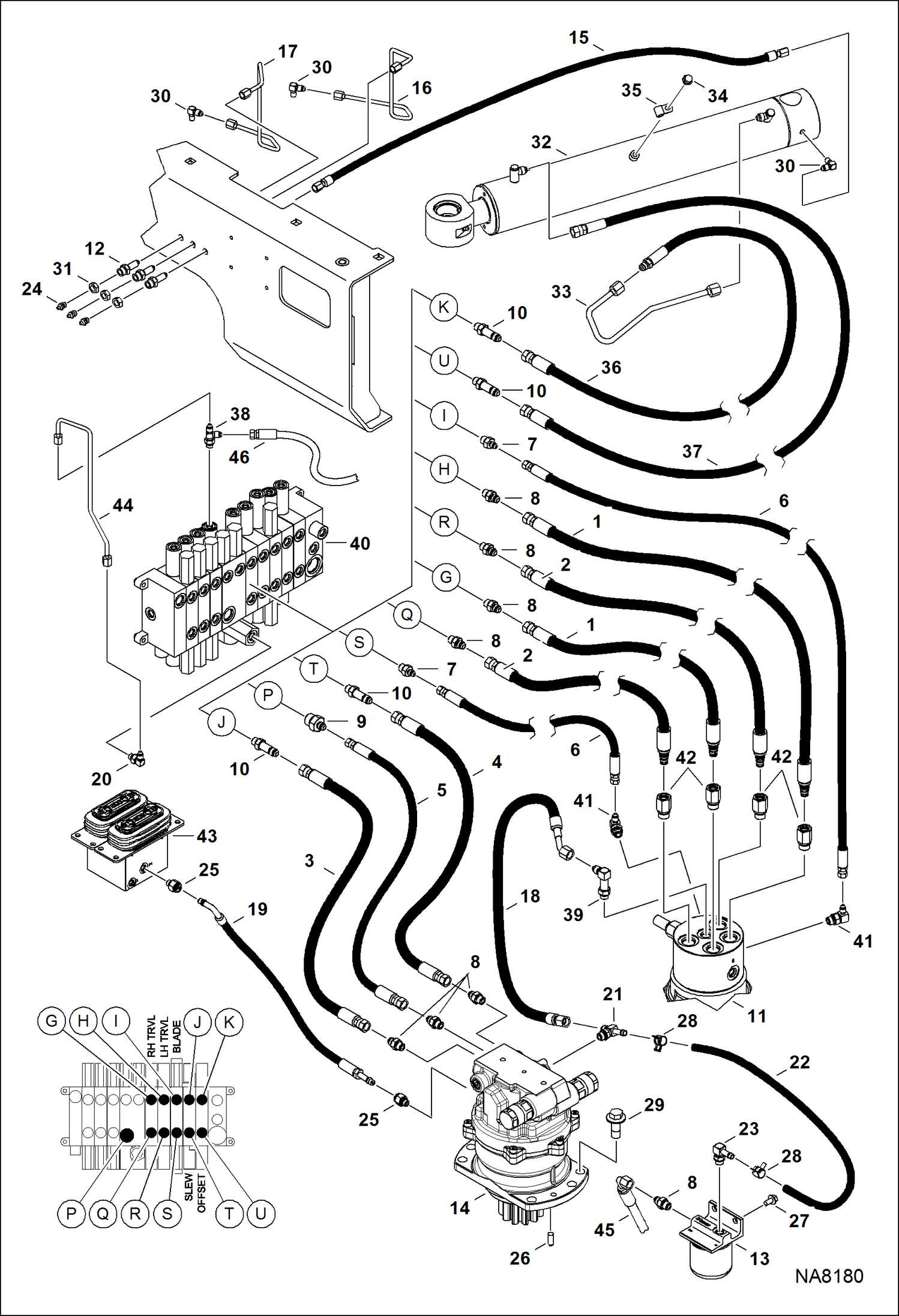 Схема запчастей Bobcat E32 - HYDRAULIC CIRCUITRY (Upper/Swing)(Slew Motor W/O Timer Valve) (S/N A94H & Above, AC2N & Above) HYDRAULIC SYSTEM