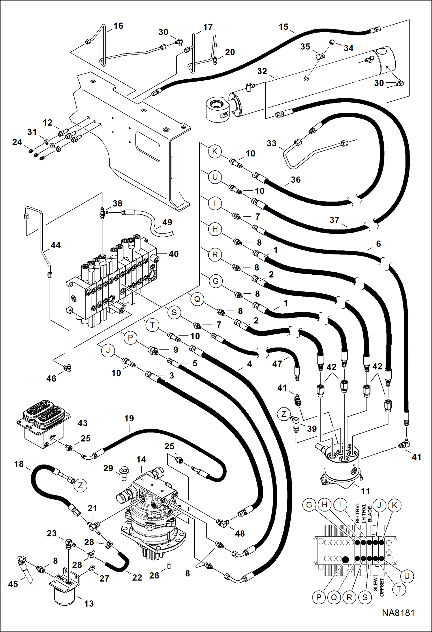 Схема запчастей Bobcat E35 - HYDRAULIC CIRCUITRY (Upper/Swing)(Slew Motor W/O Timer Valve) (S/N A93K & Above, AC2P & Above) HYDRAULIC SYSTEM