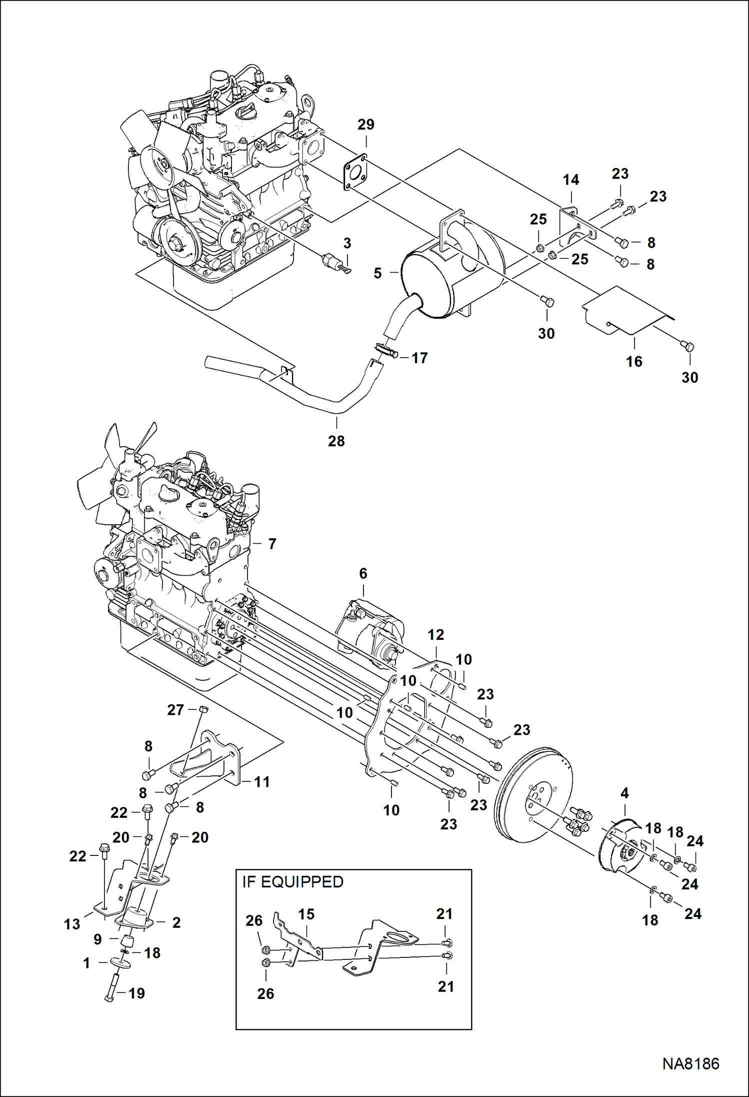 Схема запчастей Bobcat E08 - ENGINE & ATTACHING PARTS (Air Cleaner, Muffler) POWER UNIT