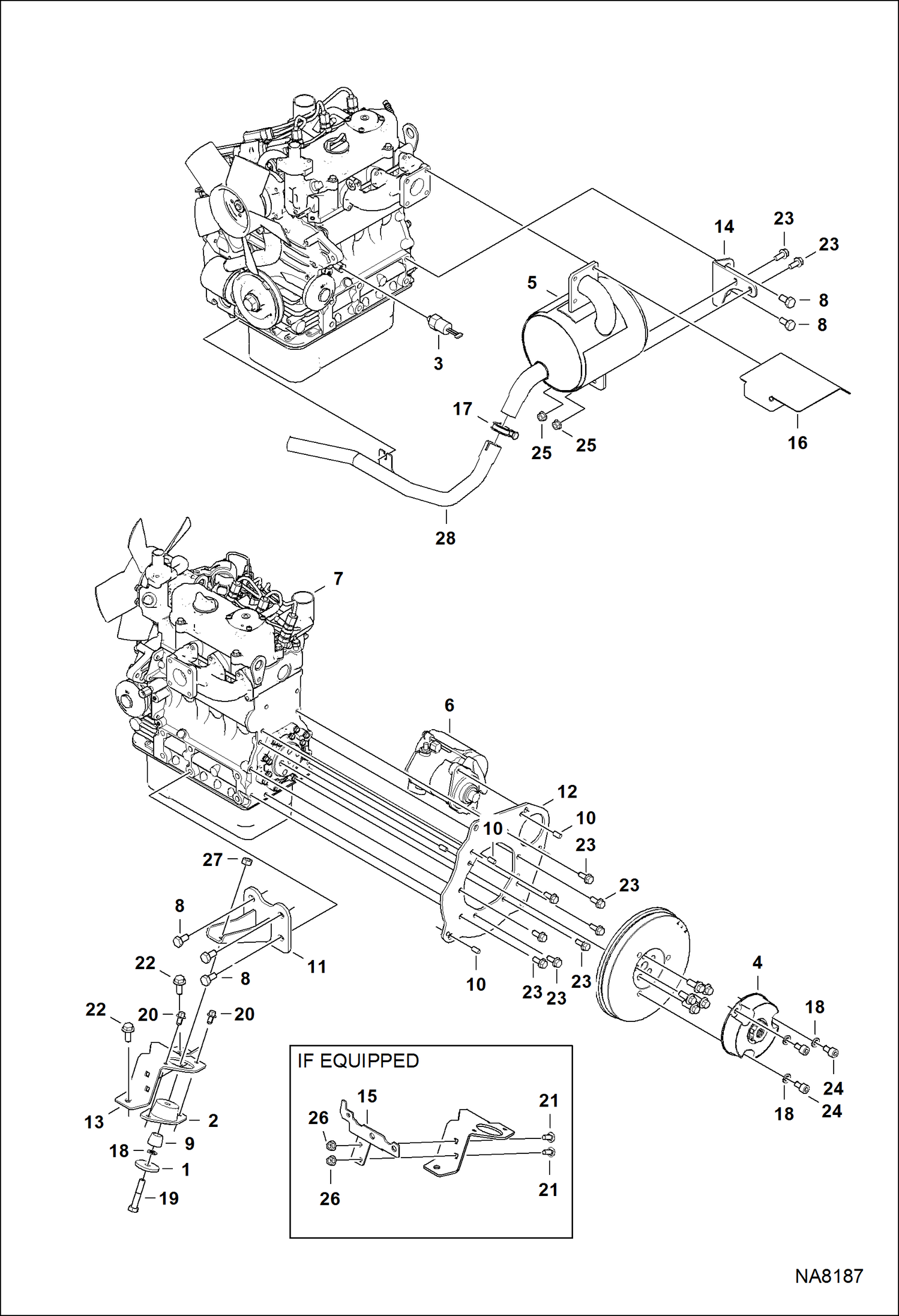 Схема запчастей Bobcat 418 - ENGINE & ATTACHING PARTS (Air Cleaner, Muffler) POWER UNIT