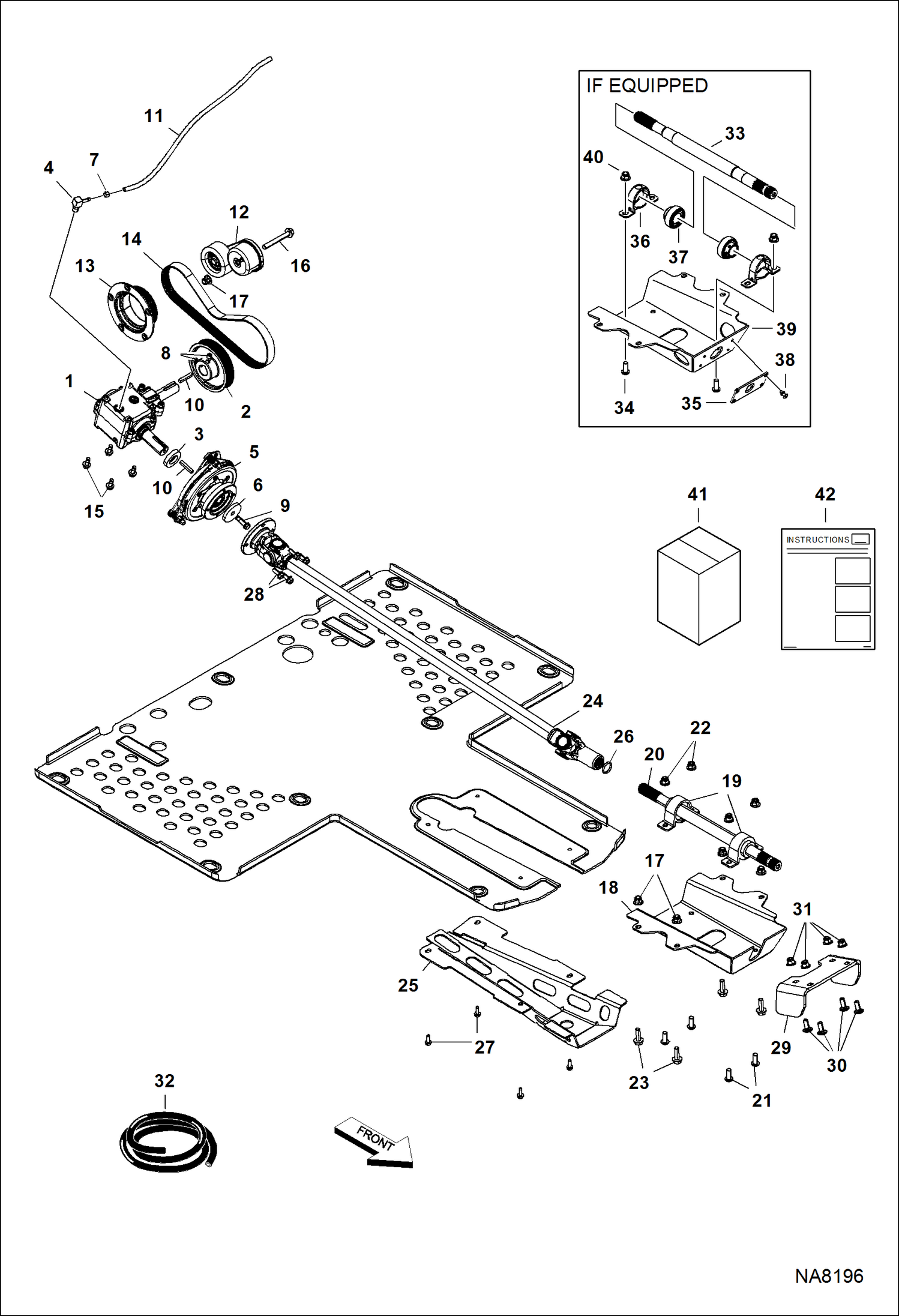 Схема запчастей Bobcat 3650 - DRIVE TRAIN, PTO DRIVE TRAIN