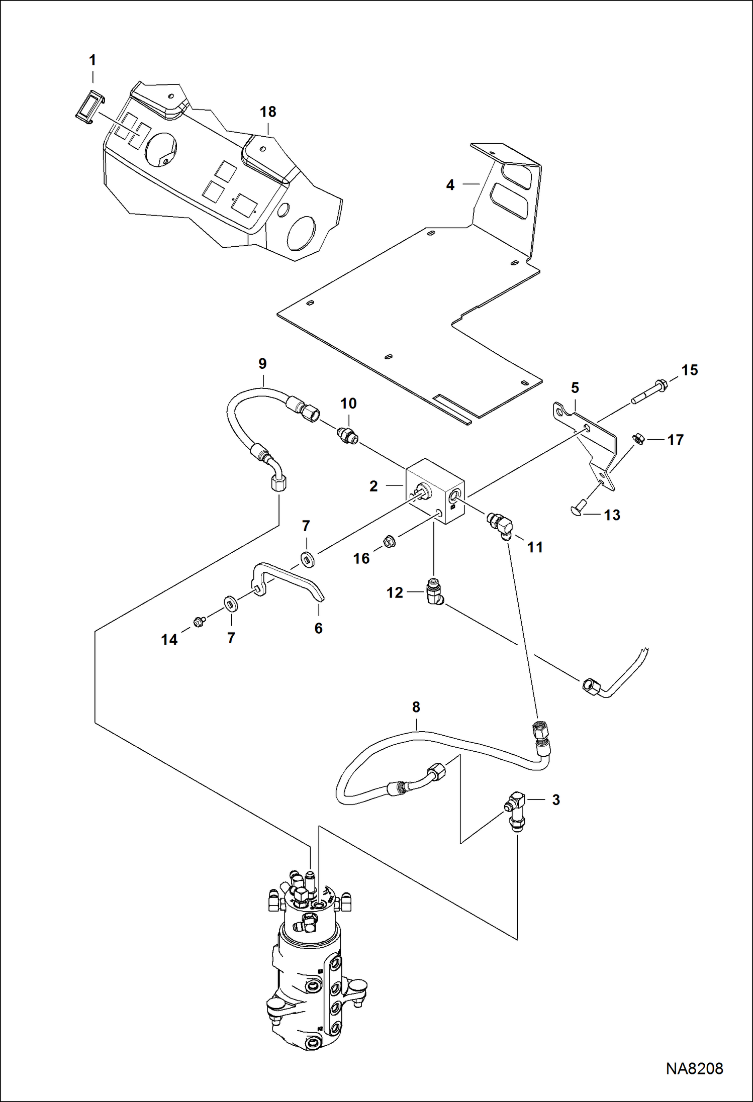 Схема запчастей Bobcat 418 - HYDRAULIC CIRCUITRY (Track Width - Mechanical) HYDRAULIC SYSTEM