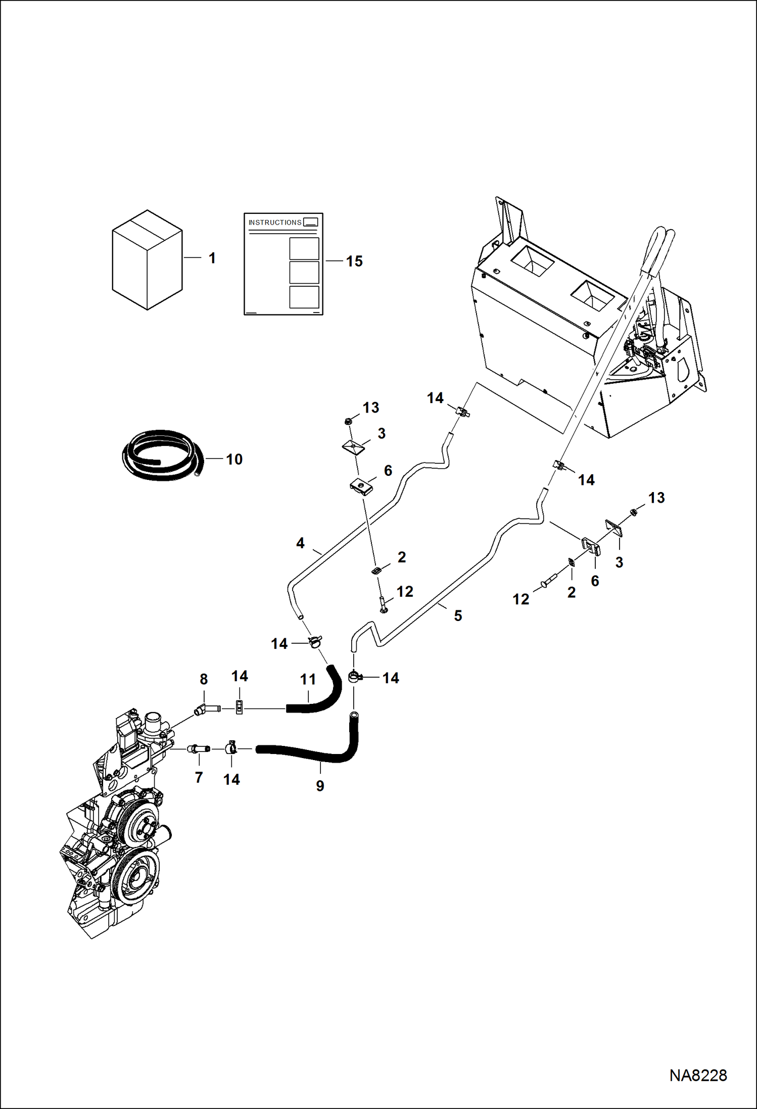 Схема запчастей Bobcat S-Series - HEATER & A/C (Heater Plumbing Kit) (S/N A3NT & Above. A3NU & Above) ACCESSORIES & OPTIONS