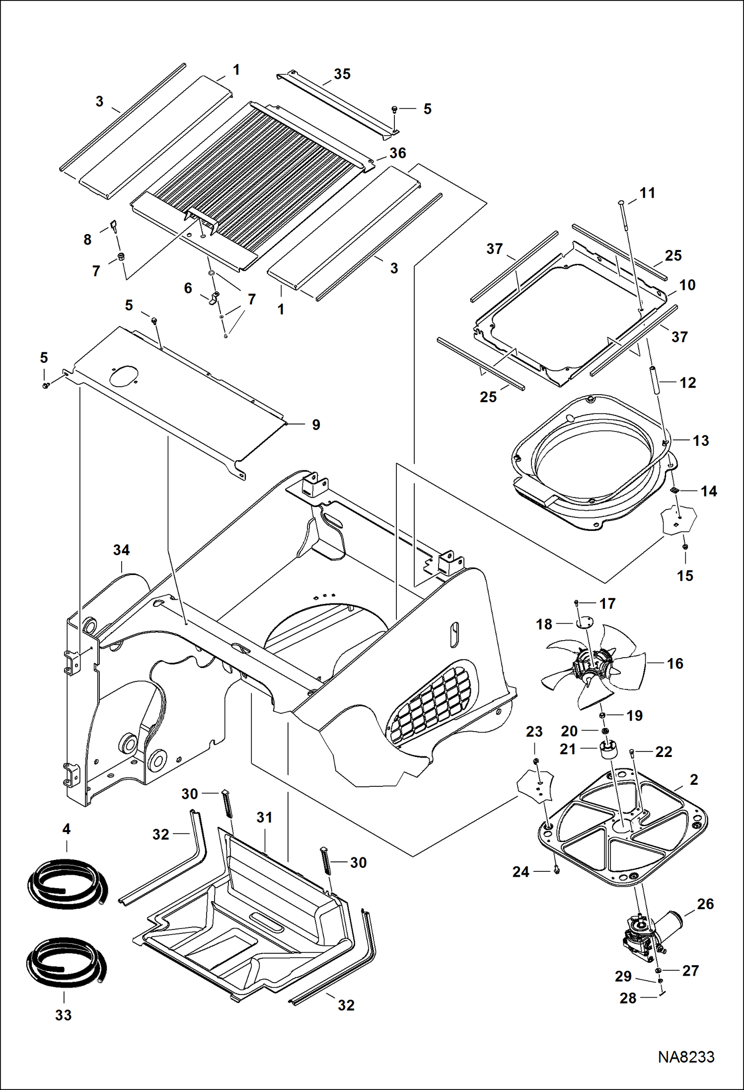 Схема запчастей Bobcat A-Series - COOLING SYSTEM (S/N A3P612376 & Above, A3P712403 & Above) POWER UNIT