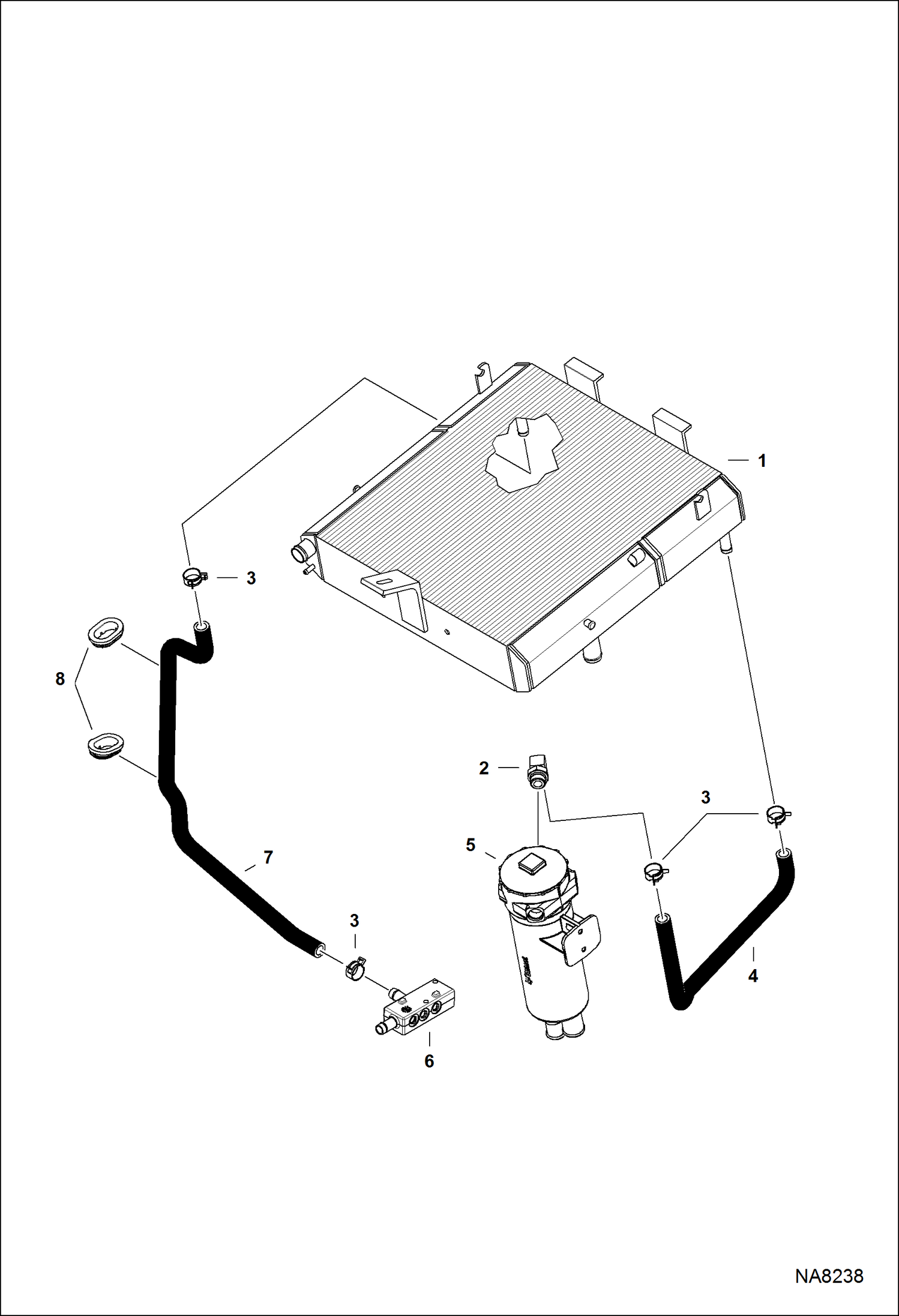 Схема запчастей Bobcat S-Series - HYDROSTATIC CIRCUITRY (Cooler) HYDROSTATIC SYSTEM