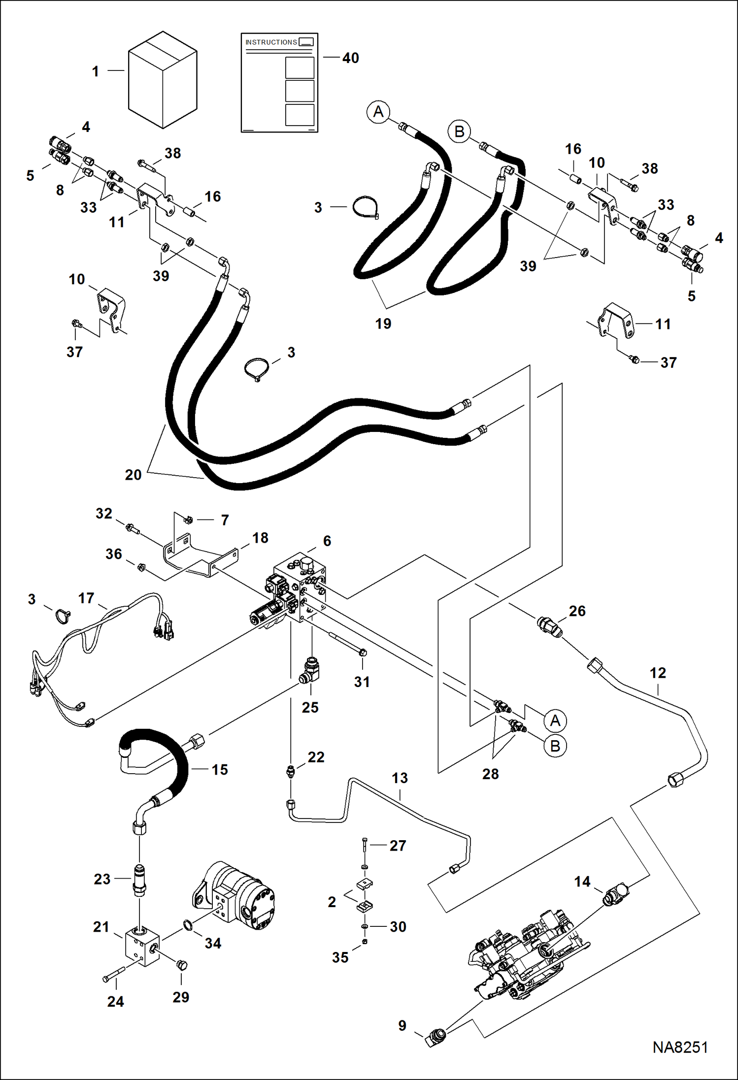 Схема запчастей Bobcat S-Series - REAR AUXILIARY KIT (S/N A3NJ & Above) ACCESSORIES & OPTIONS