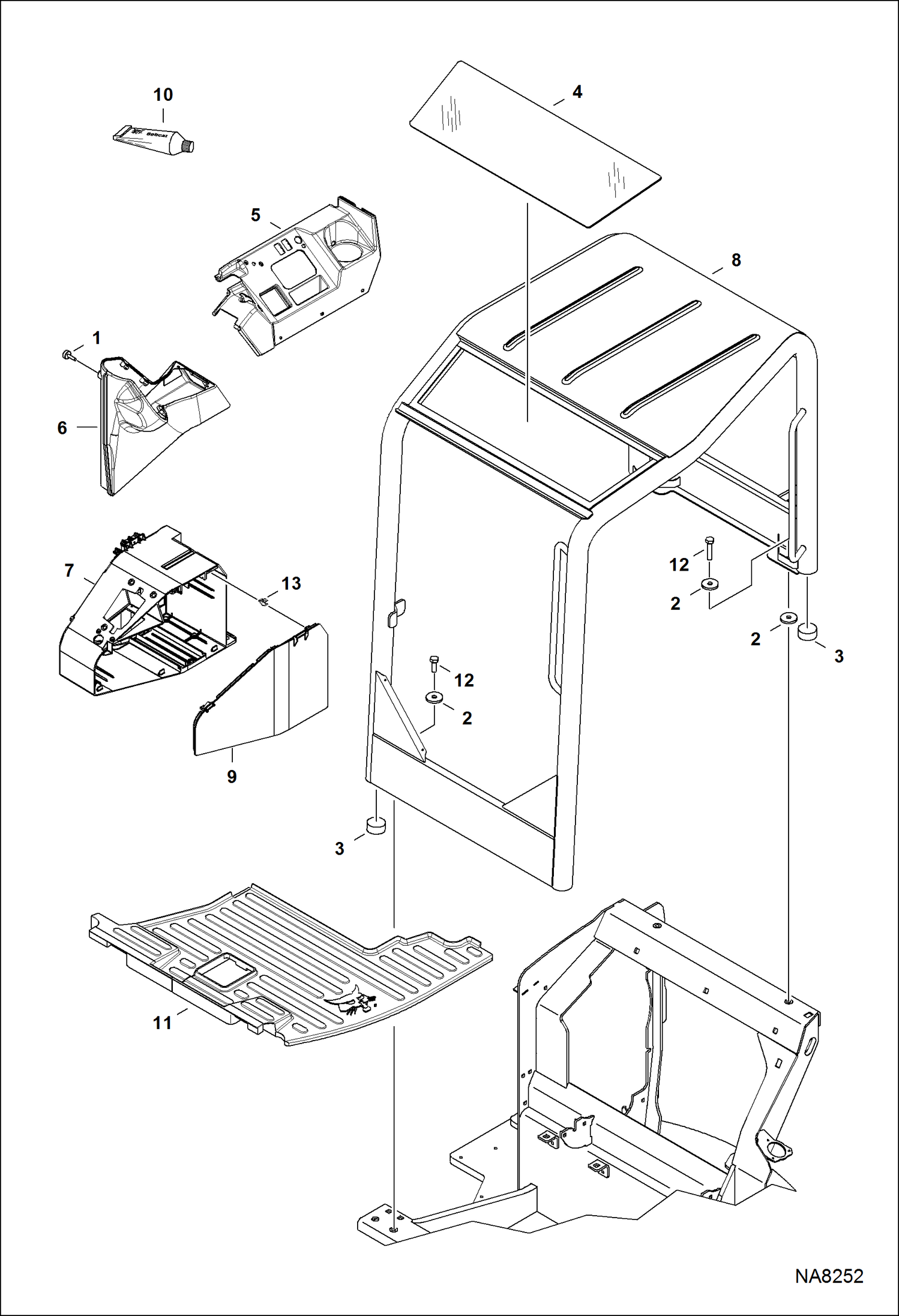 Схема запчастей Bobcat E32 - CANOPY (S/N A94H17001 & Above, AC2N15001 & Above) MAIN FRAME