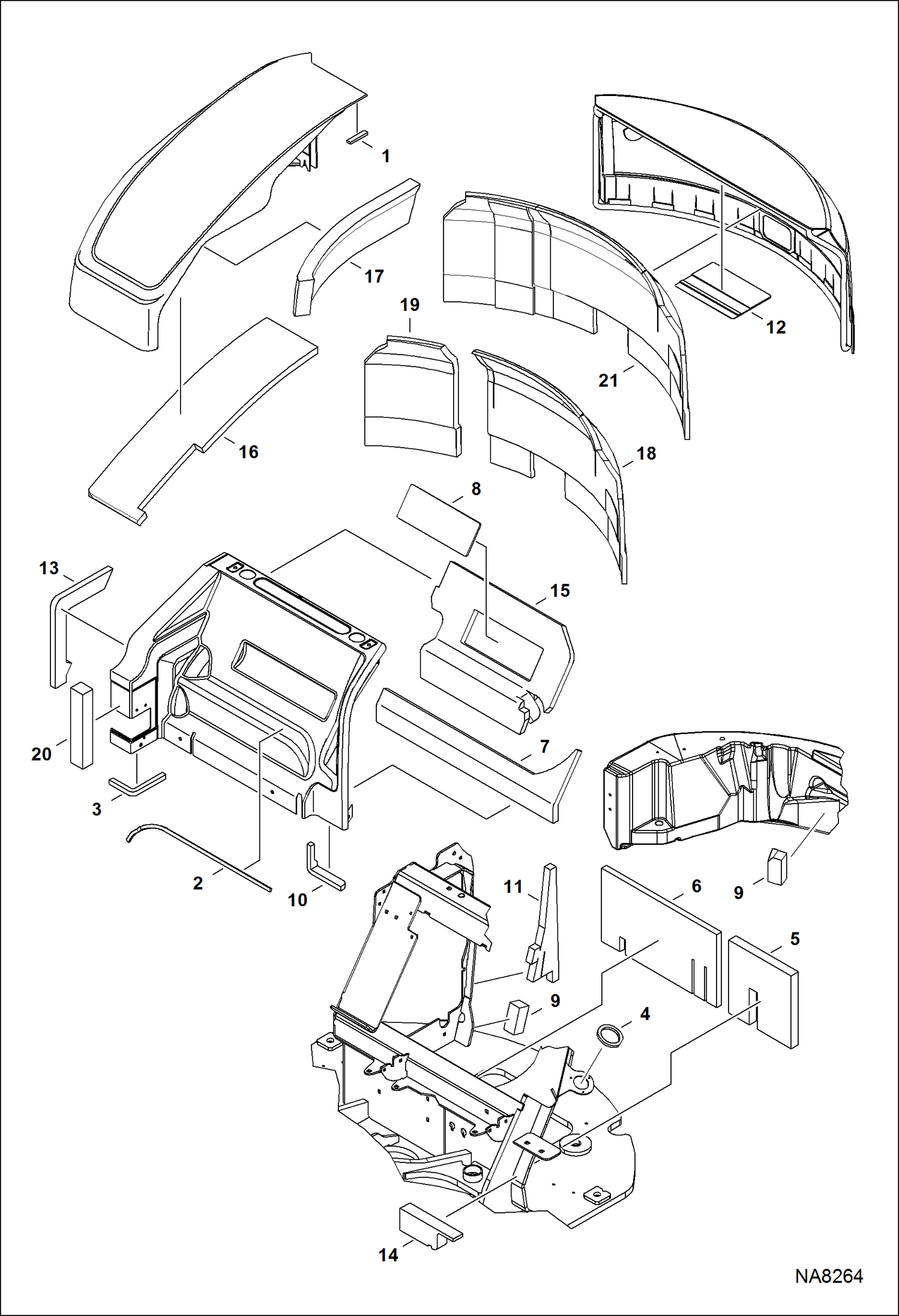 Схема запчастей Bobcat E42 - INSULATION (S/N AG3413326 & Above) MAIN FRAME