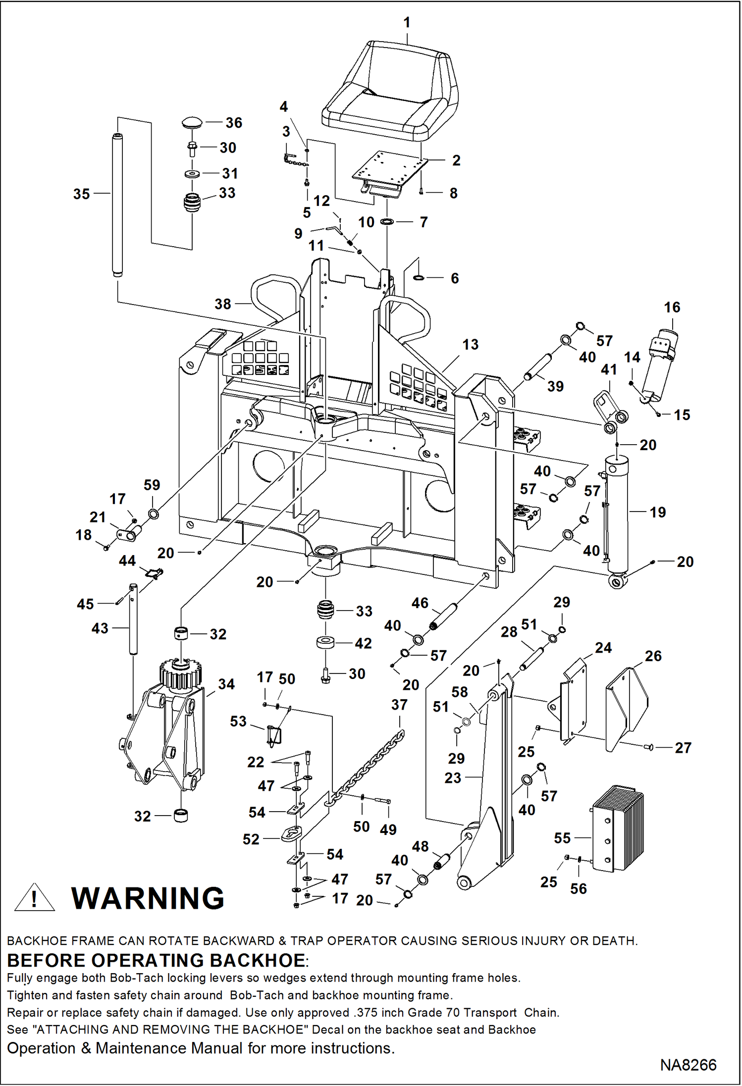 Схема запчастей Bobcat BACKHOE - BACKHOE (Main Frame) (8811 B393) 811/8811 BACKHOE