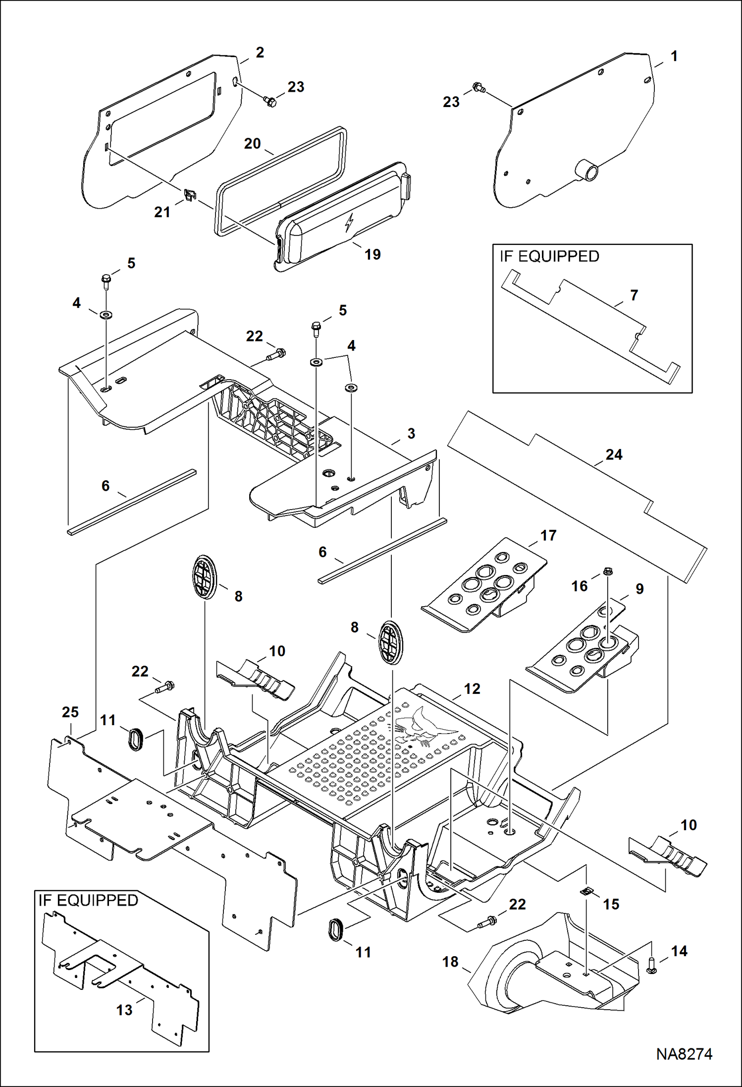 Схема запчастей Bobcat S-Series - PANELS (Floor Pan) (Selectable Joystick Controls) MAIN FRAME