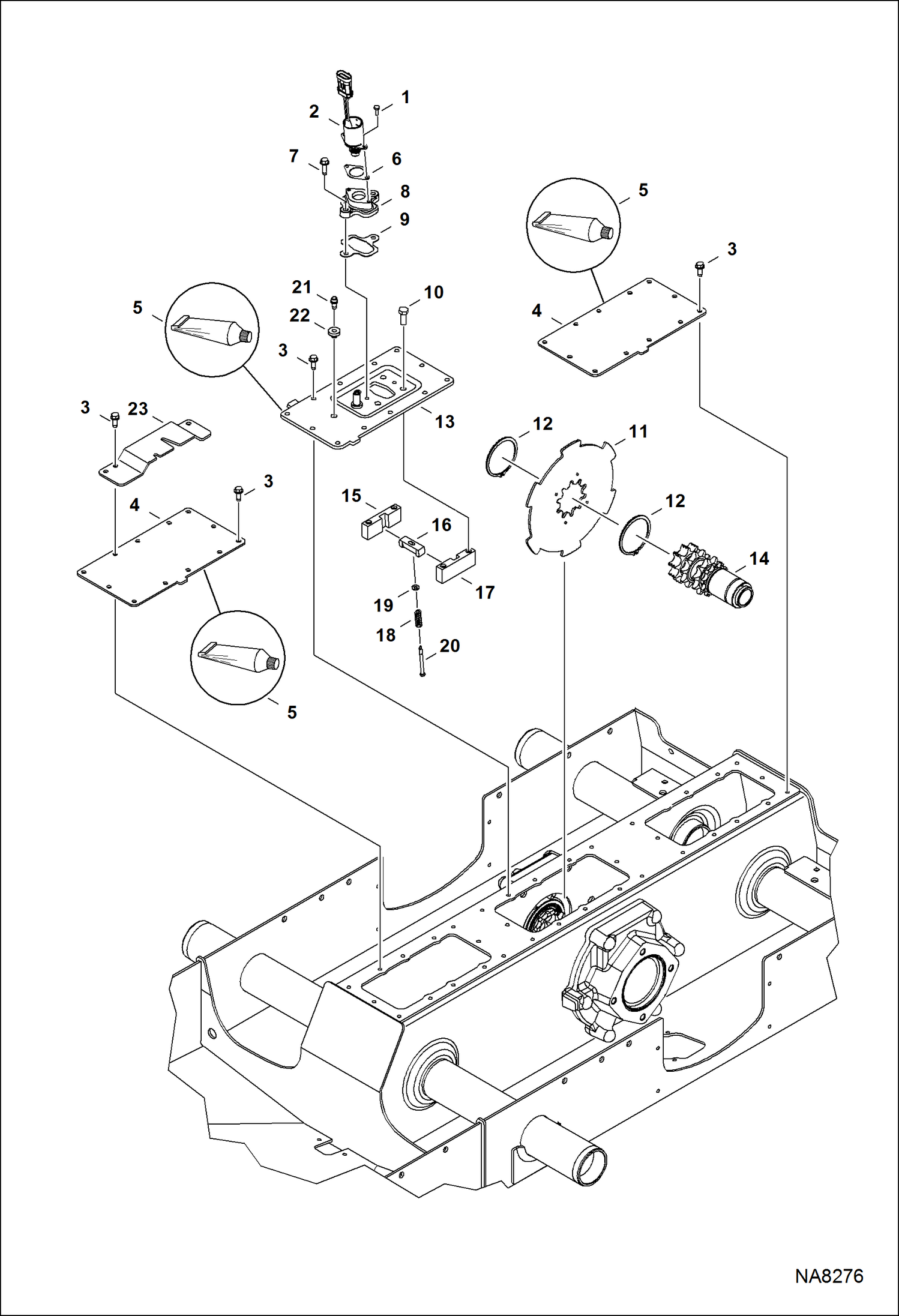 Схема запчастей Bobcat S-Series - DISC BRAKE (Single Speed Motor) DRIVE TRAIN