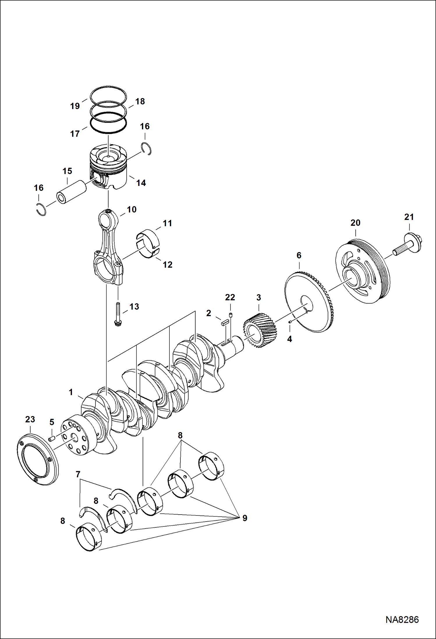 Схема запчастей Bobcat S-Series - PISTON & CRANKSHAFT POWER UNIT