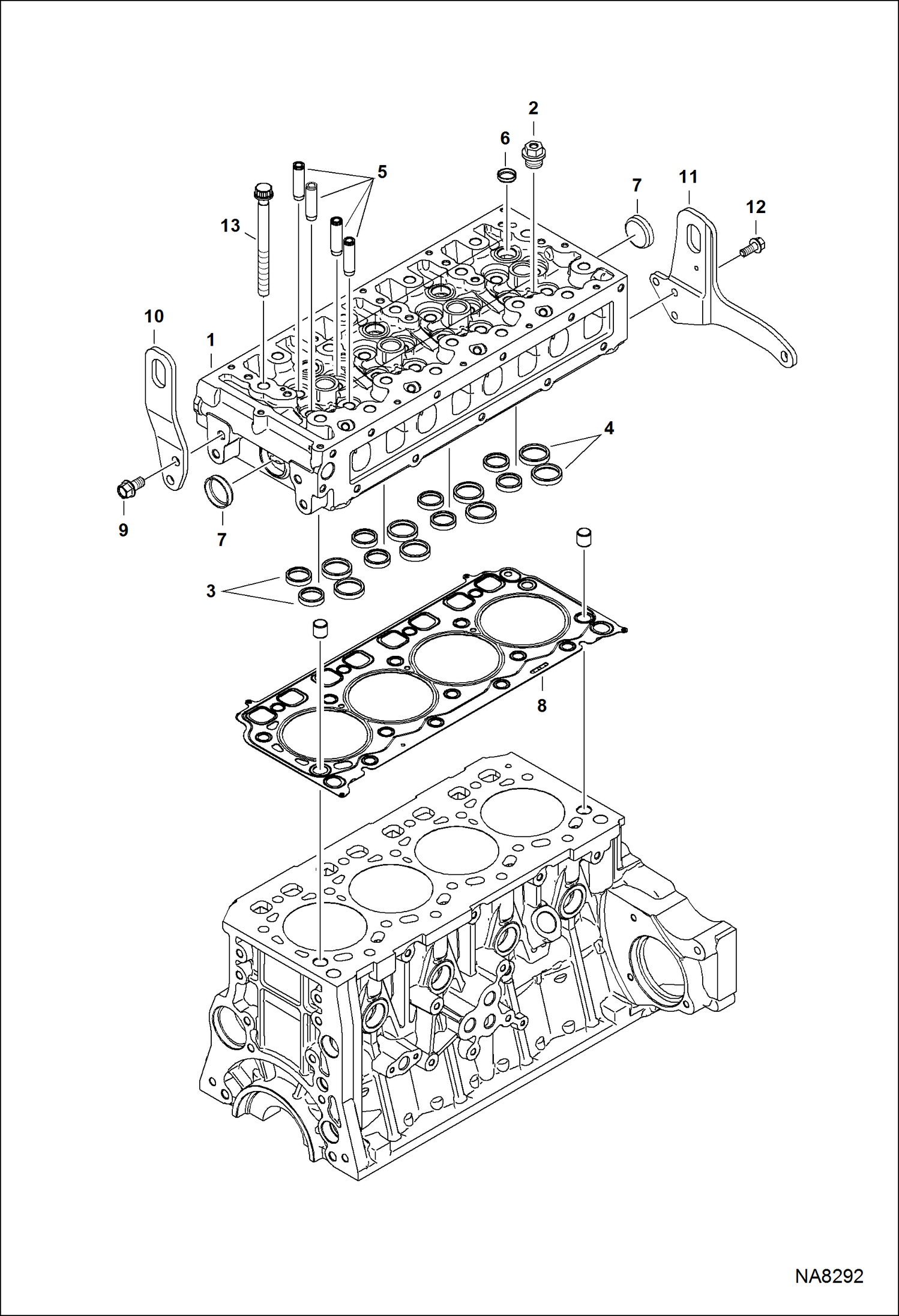 Схема запчастей Bobcat S-Series - CYLINDER HEAD POWER UNIT