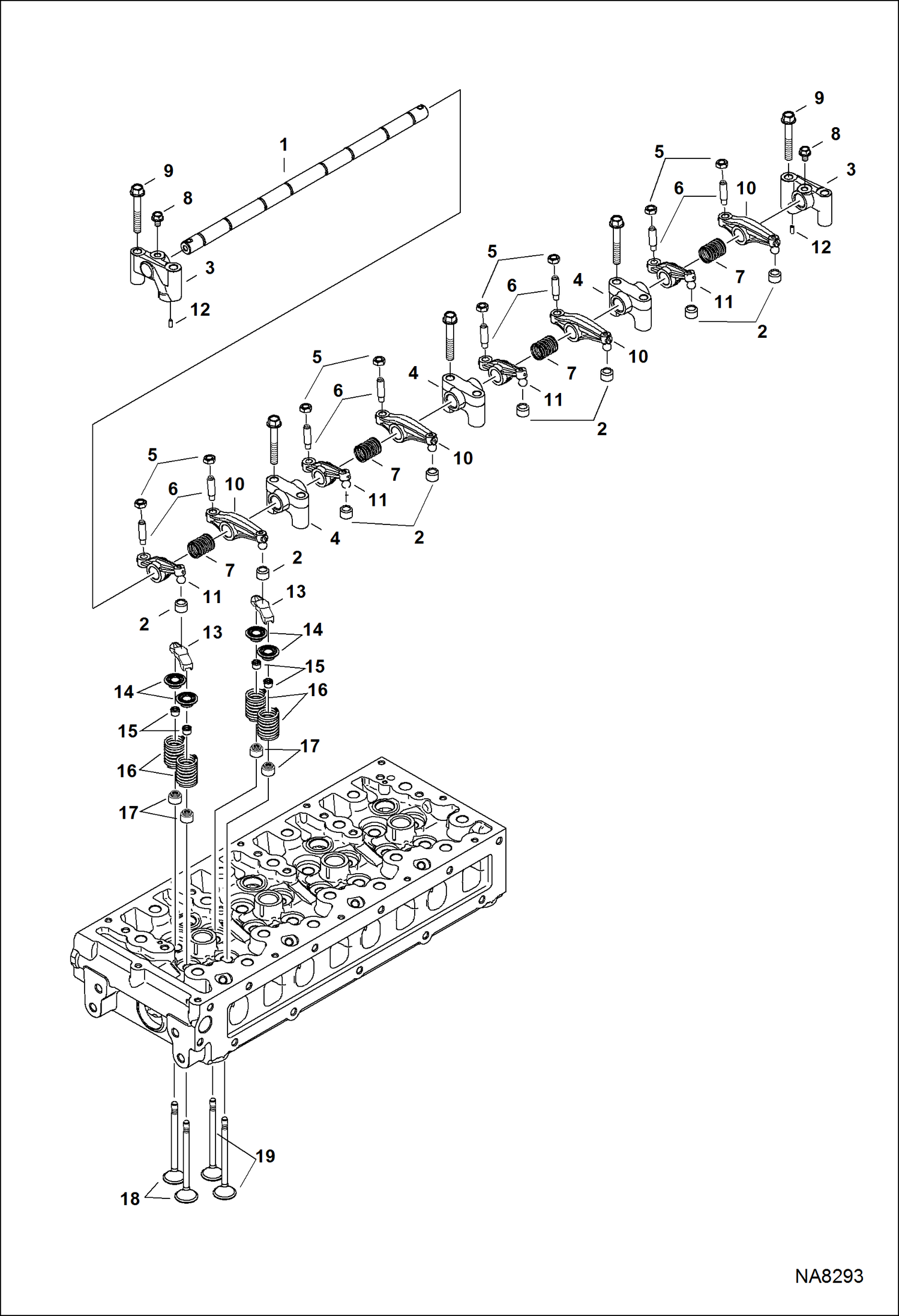 Схема запчастей Bobcat S-Series - VALVE & ROCKER ARM POWER UNIT