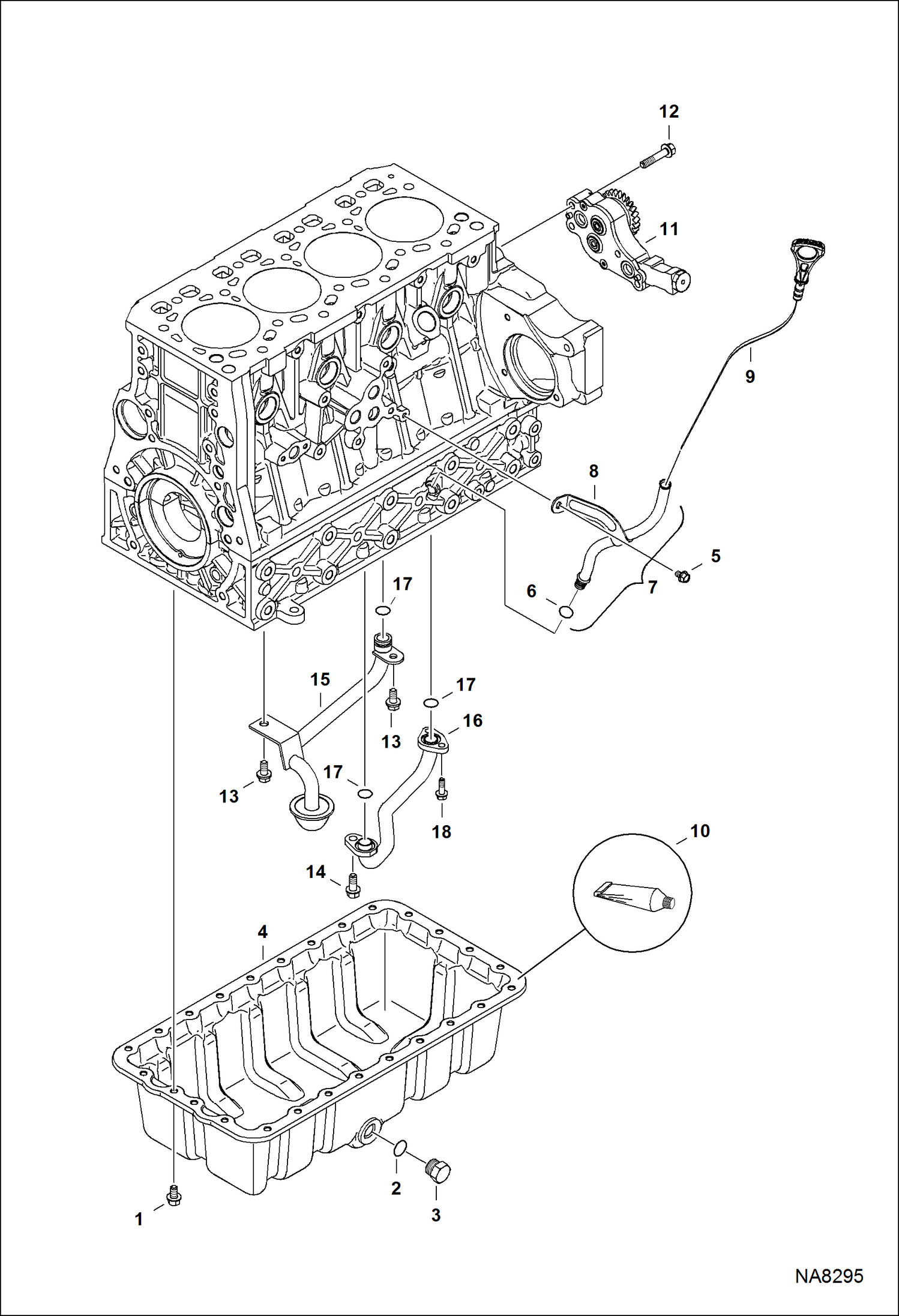 Схема запчастей Bobcat S-Series - OIL PAN POWER UNIT