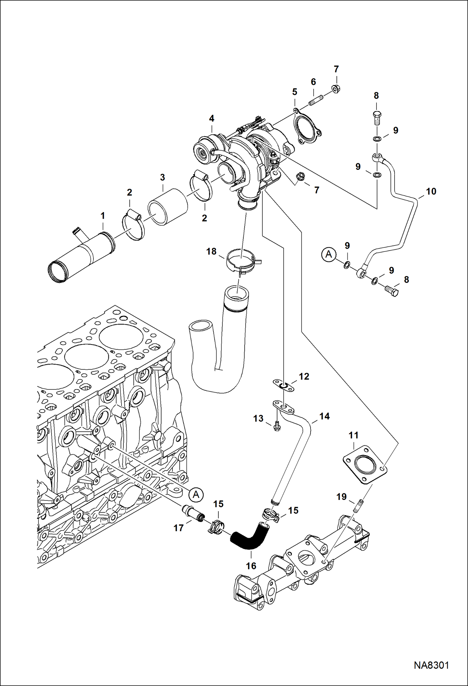 Схема запчастей Bobcat S-Series - TURBOCHARGER POWER UNIT